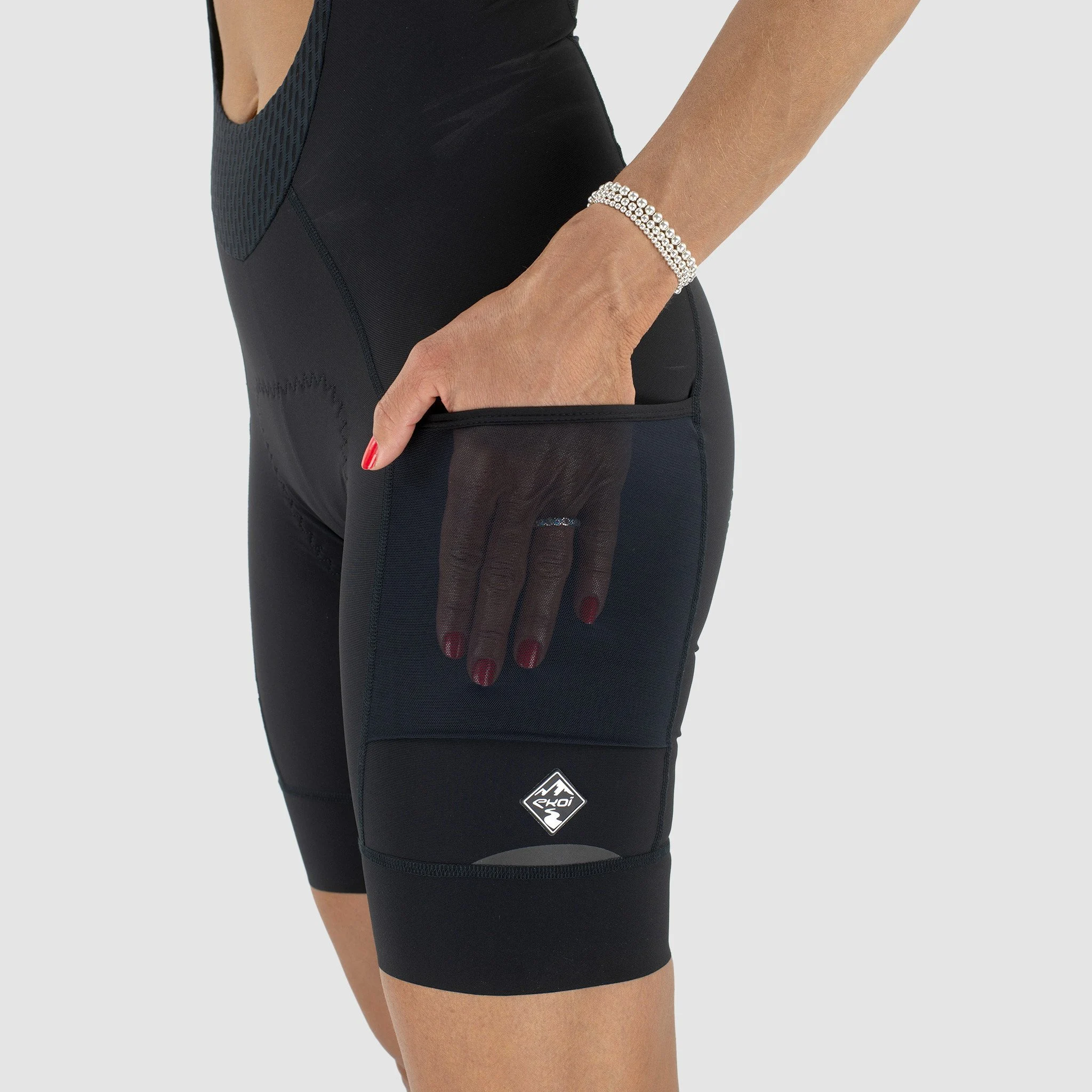 EKOI Gravel Women's BibShort with Cargo Pockets Perf Khaki