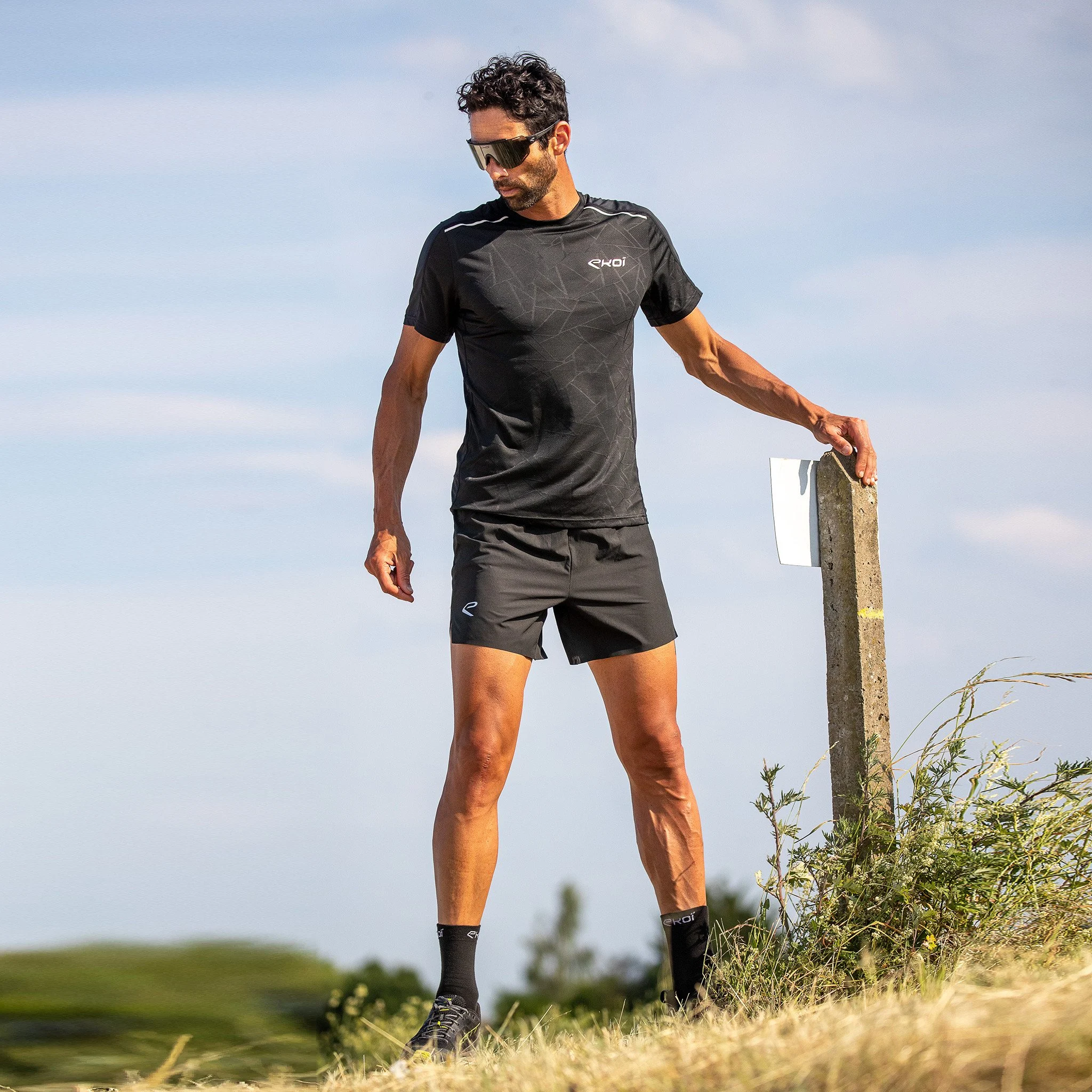 Tee-Shirt EKOI RUN GRAPHIC TECH Black