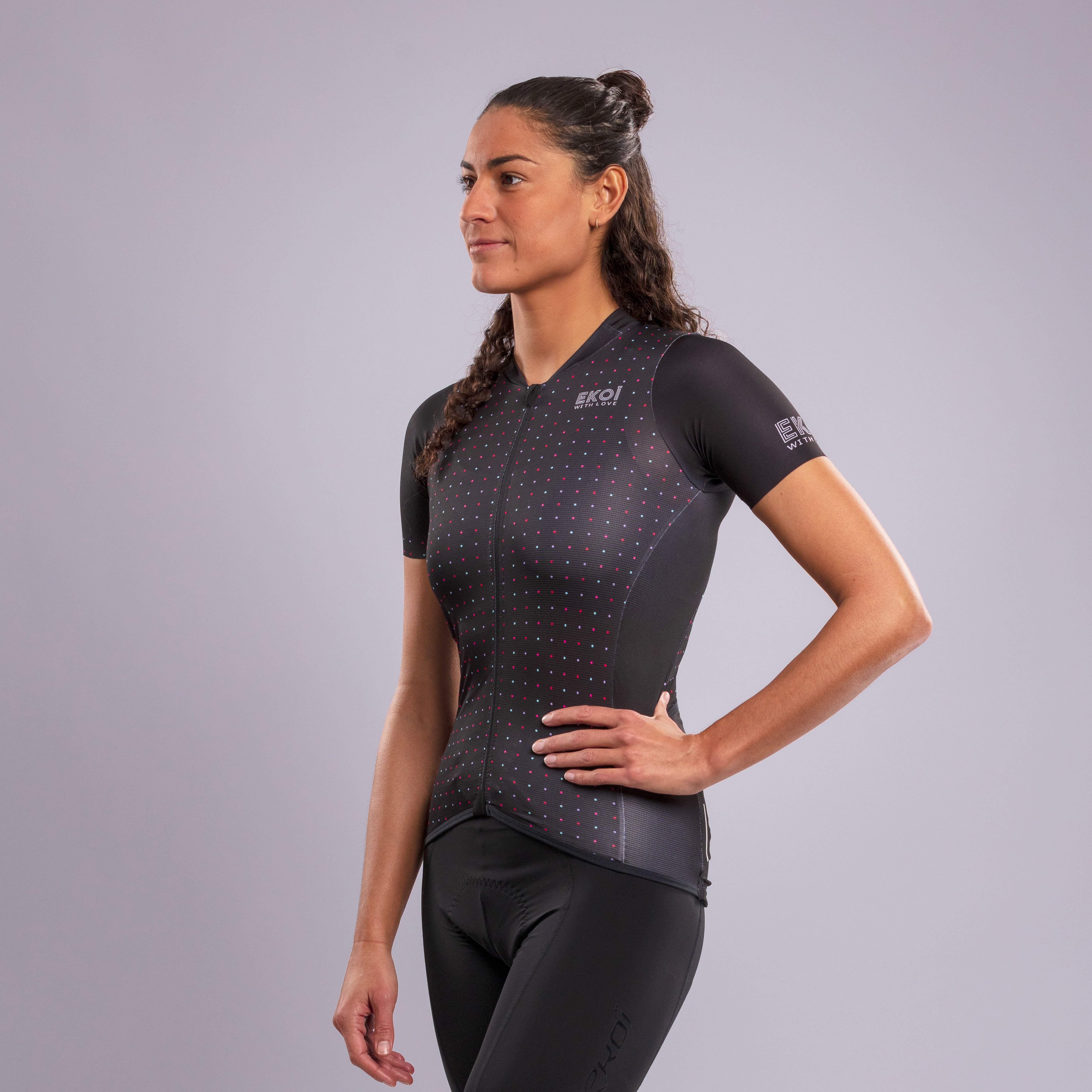 EKOI POLKA DOT WHITE SHORT SLEEVE WOMEN'S JERSEY