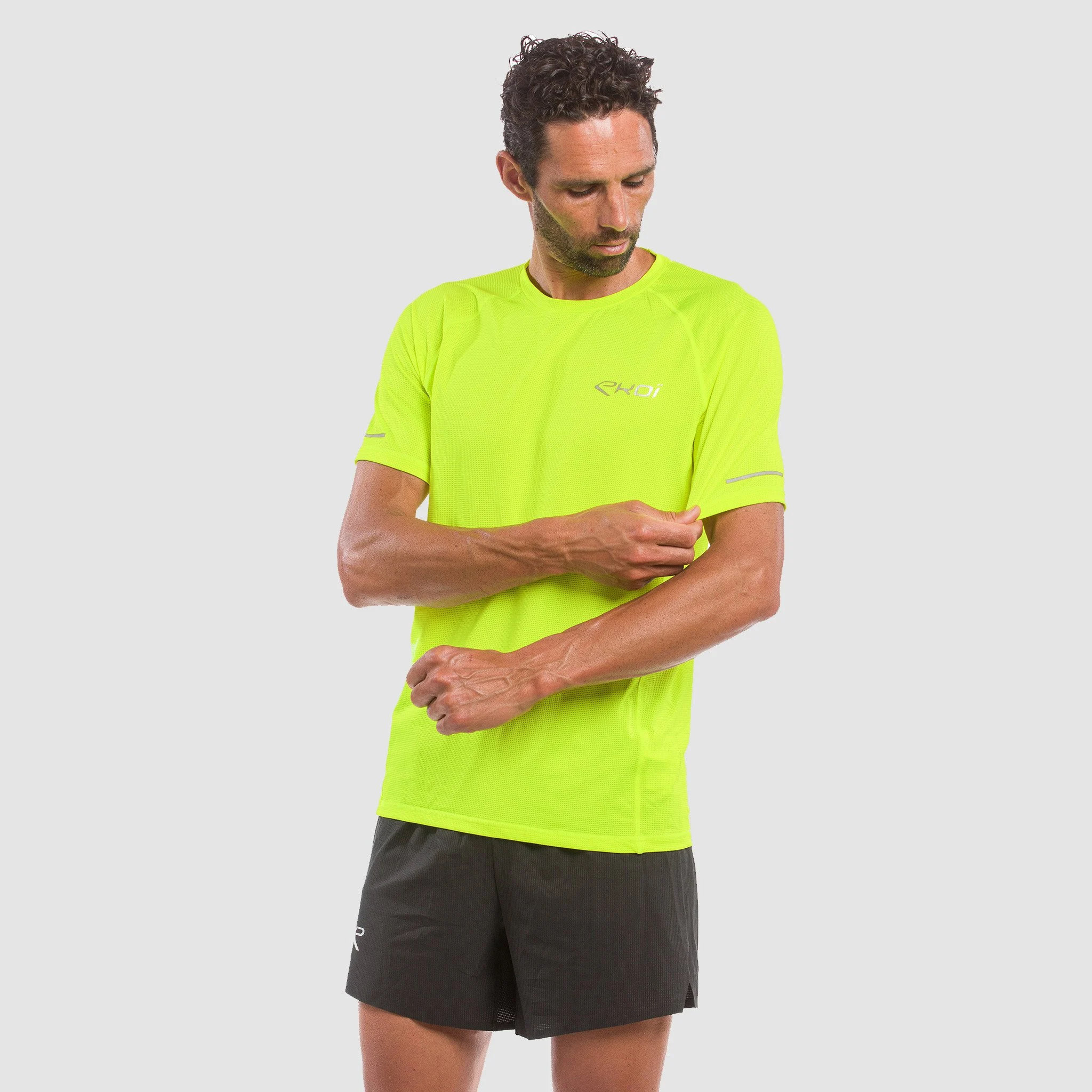 MEN TEE SHIRT DRY FAST EKOI RUN NEON YELLOW