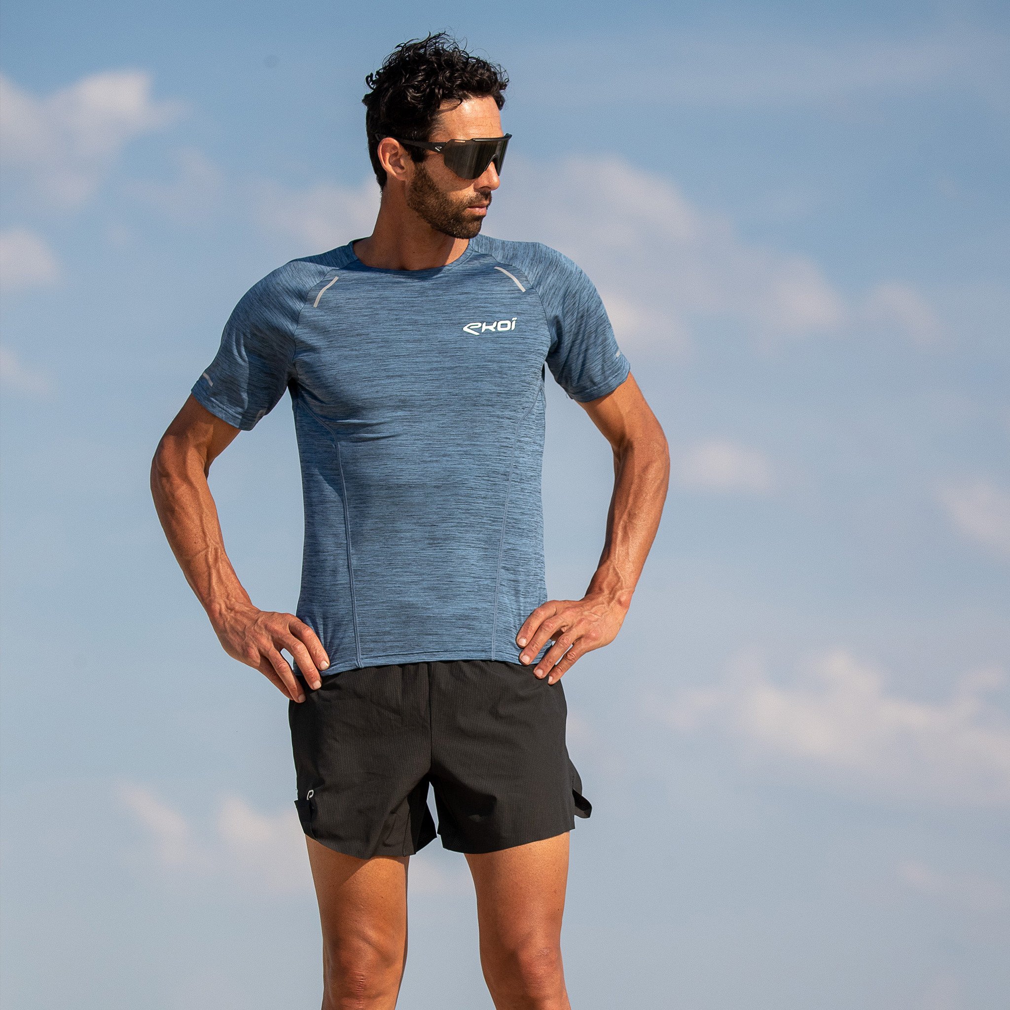 MEN TEE SHIRT PERFORMANCE EKOI RUN BLUE
