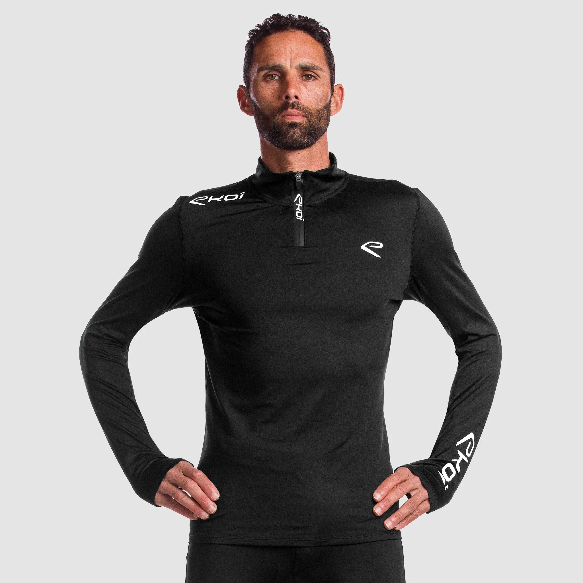 EKOI RUN Warm Black zipped sweat top