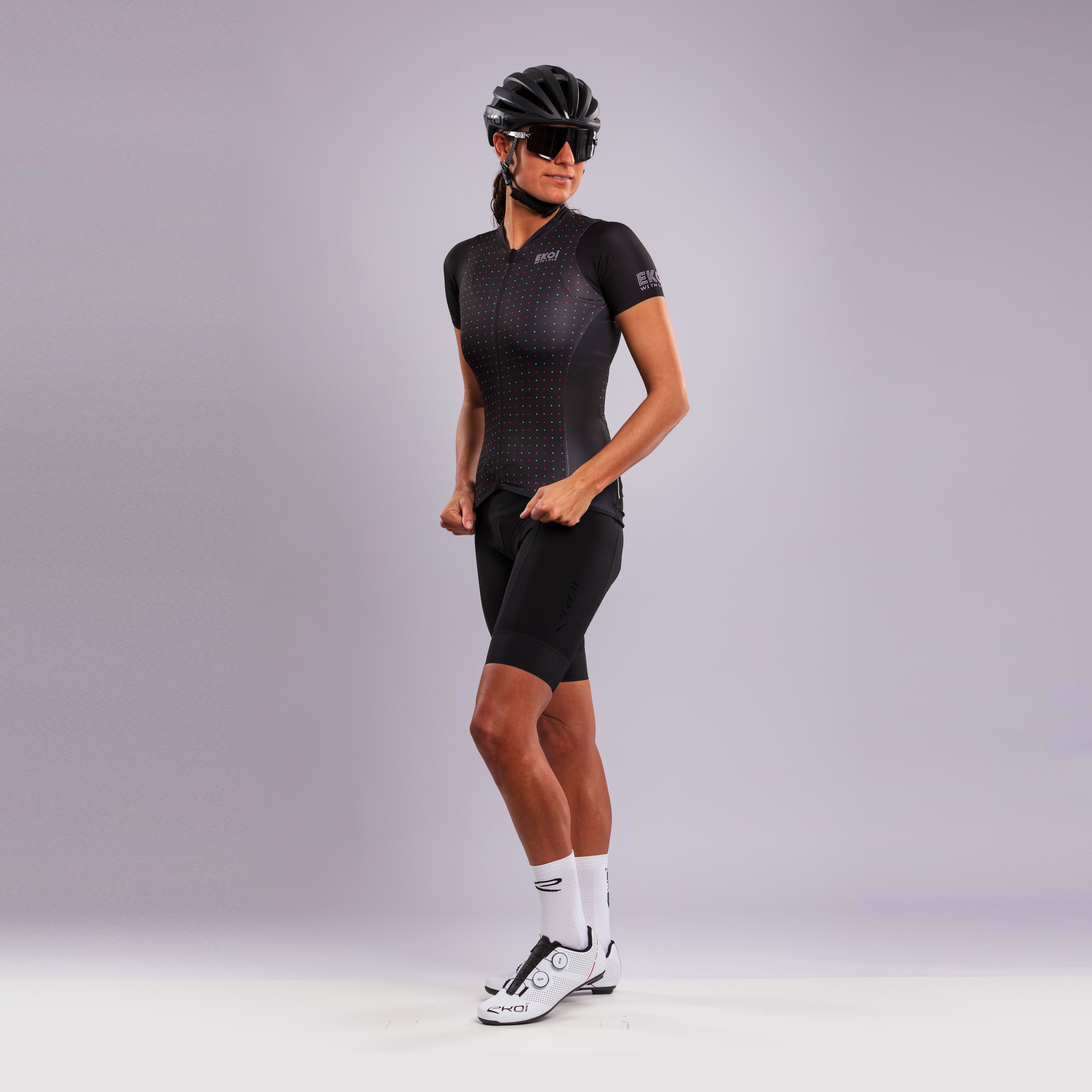 EKOI POLKA DOT WHITE SHORT SLEEVE WOMEN'S JERSEY