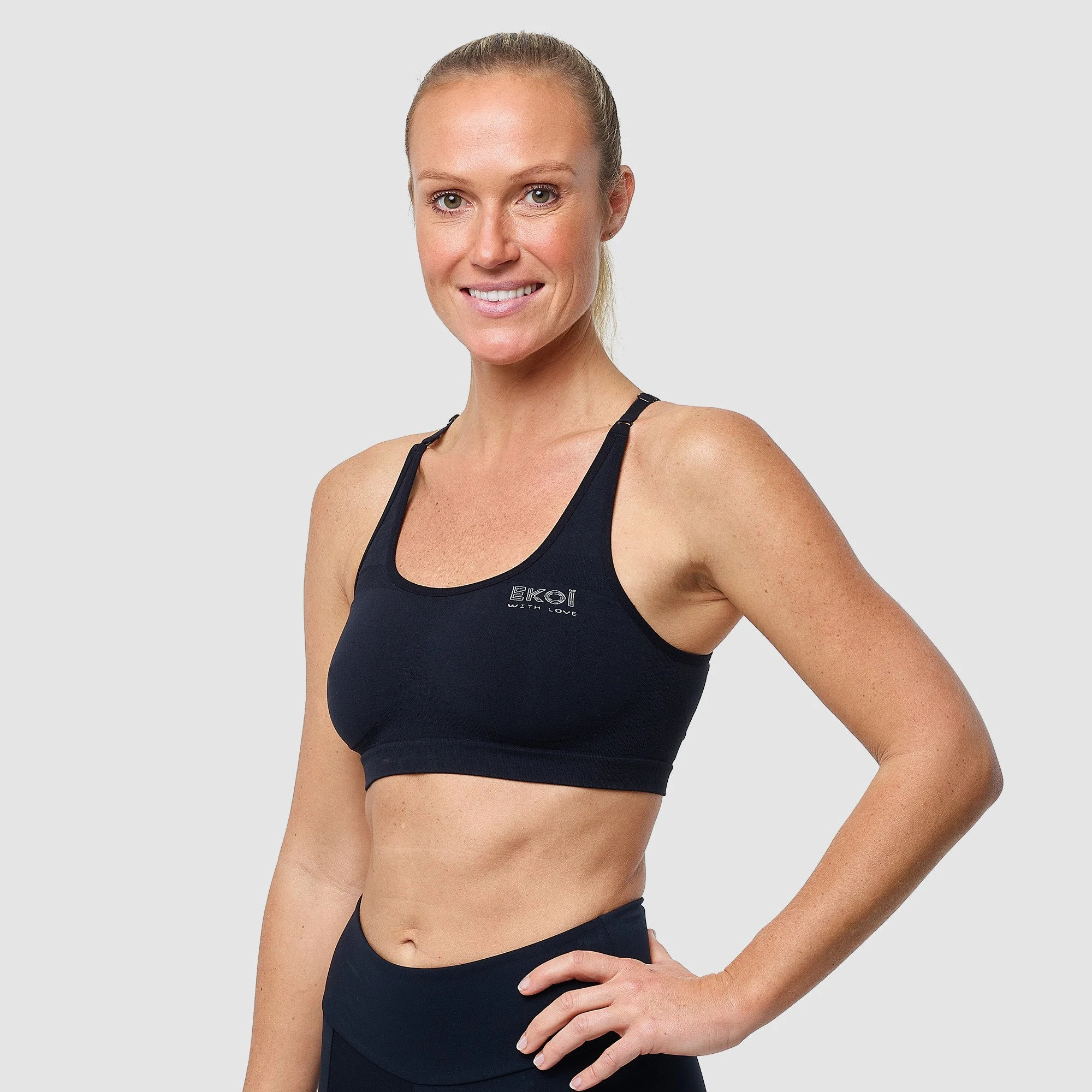 Women's Sport Bra EKOI Crossed Back -Black