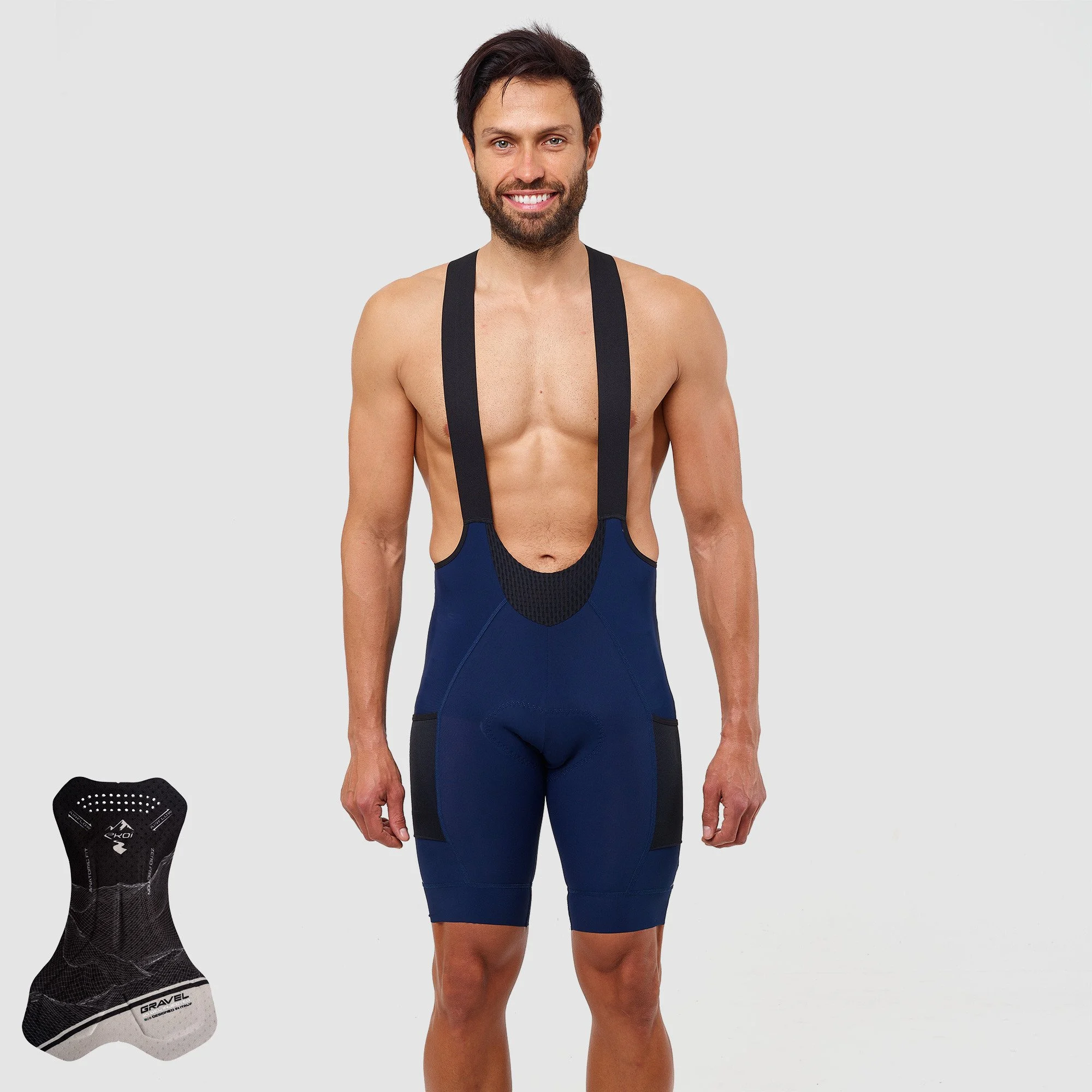 EKOI GRAVEL Cargo Pockets PERF Bib shorts Navy Blue