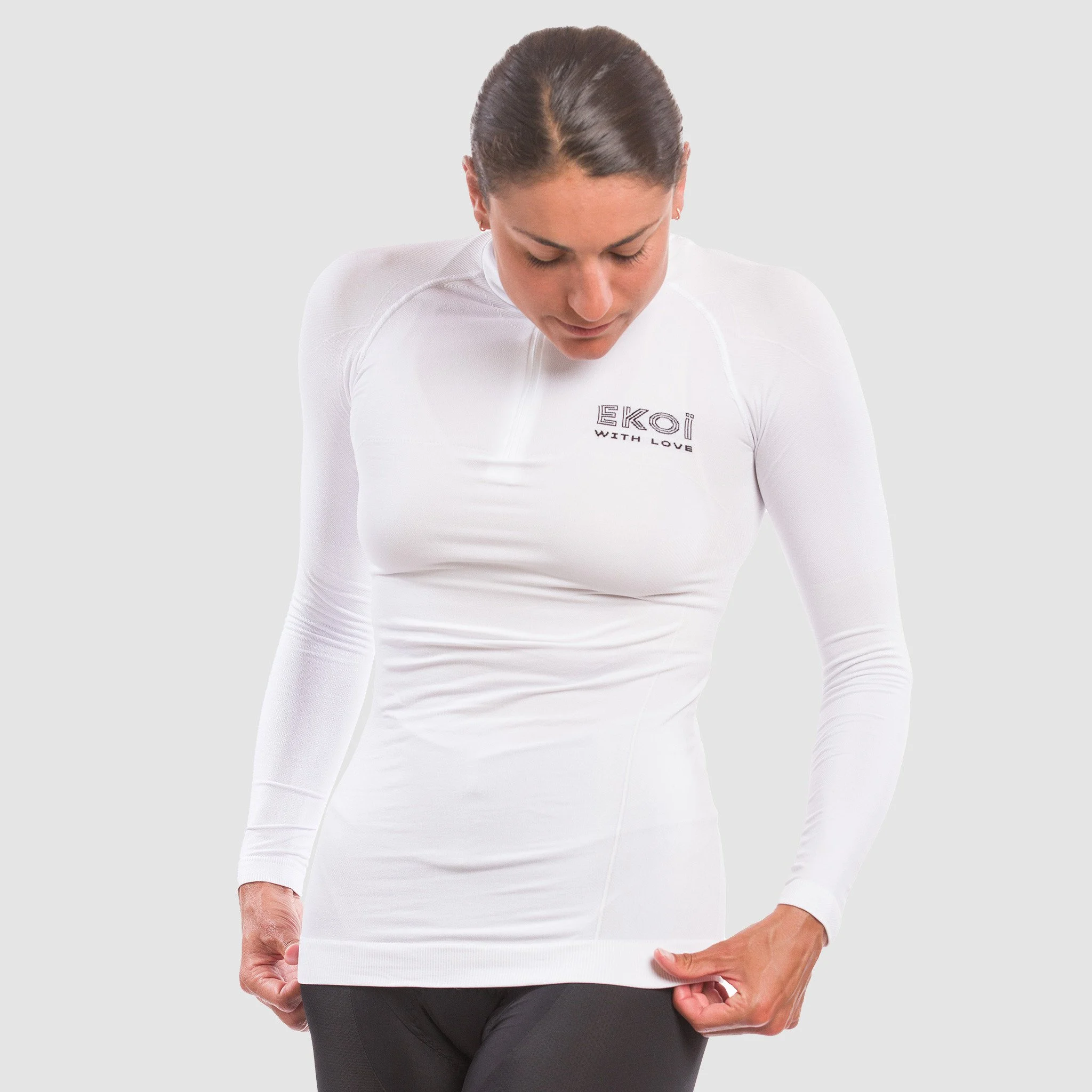 Ladies Base Layer Thermo Zipped Neck EKOI ERIN Black