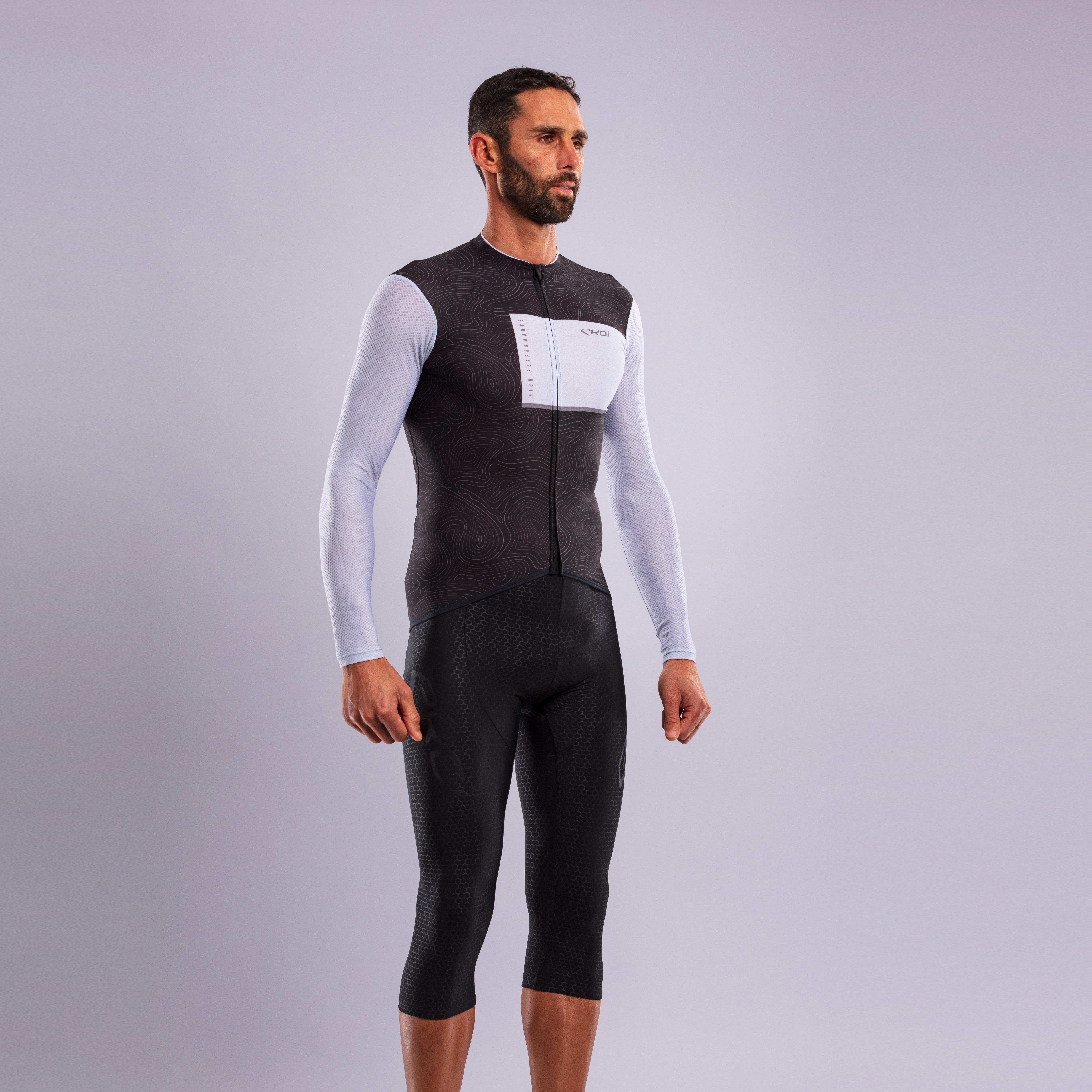 EKOI ROAD Mid-Season Jacket Grey and HEXA 3D GEL Bib Knickers Black Combo