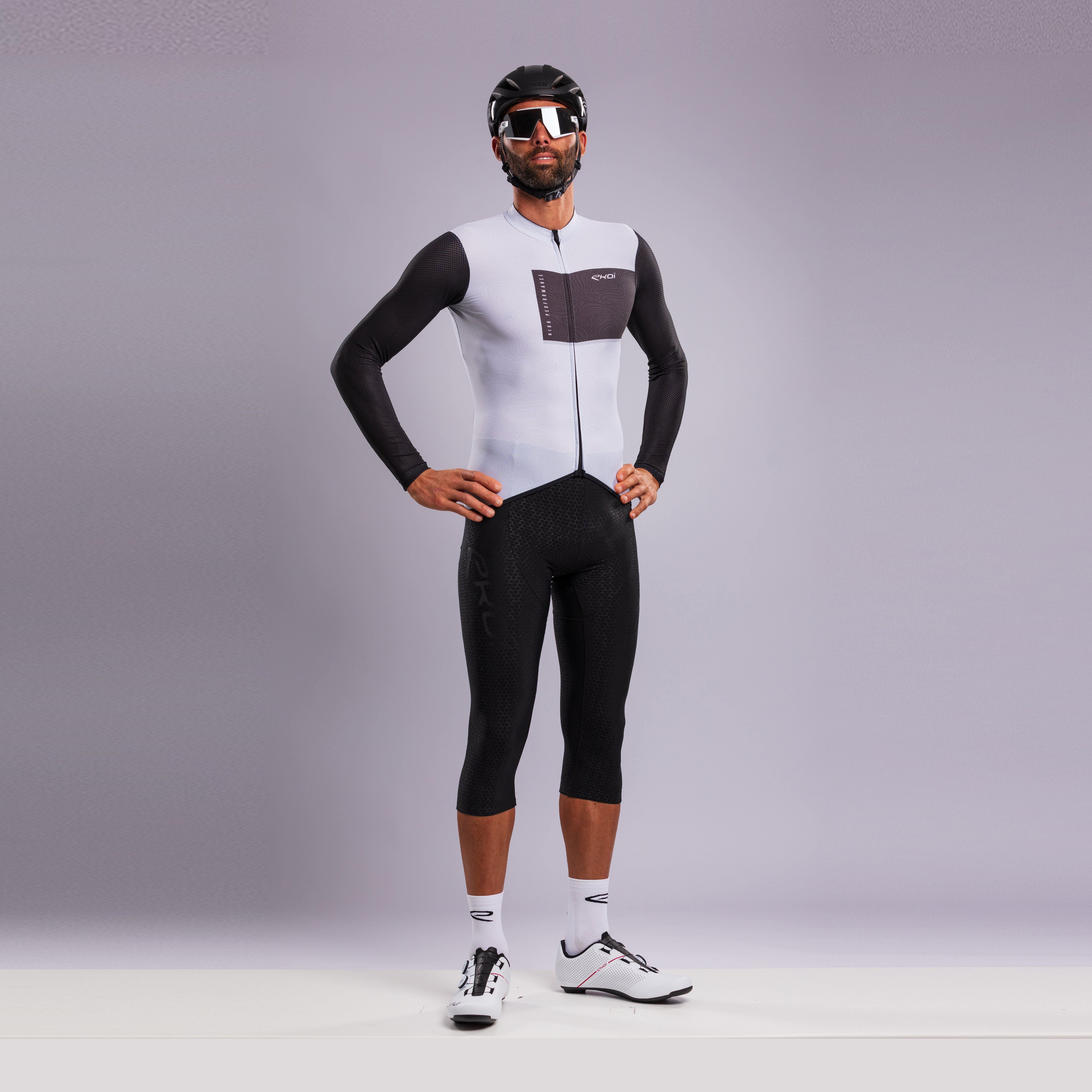 EKOI ROAD Mid-Season Jacket Grey and HEXA 3D GEL Bib Knickers Black Combo