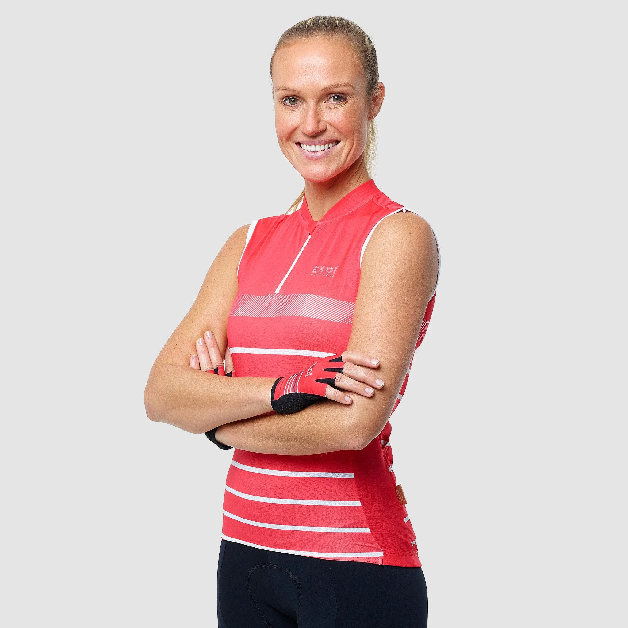 Sleeveless Women Jersey EKOI STRIPES Red