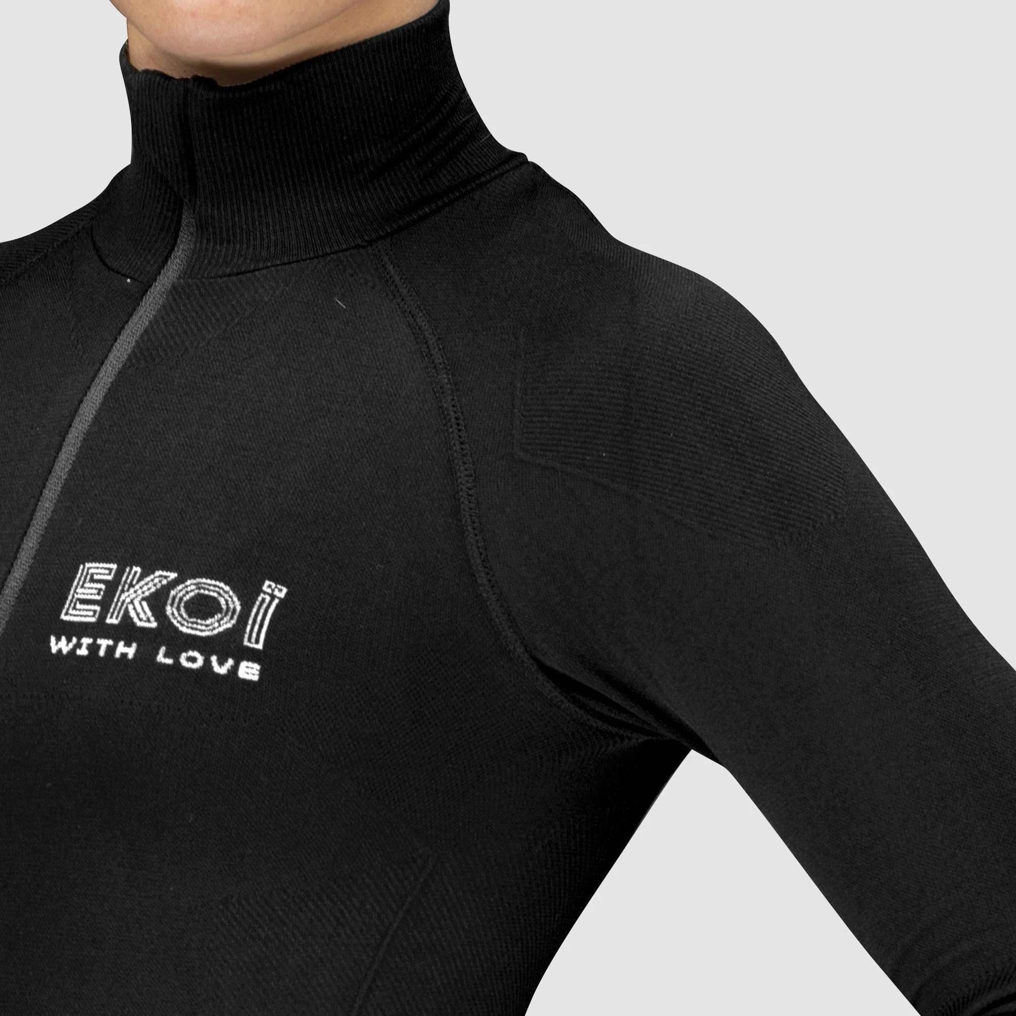Ladies Base Layer Thermo Zipped Neck EKOI ERIN Black