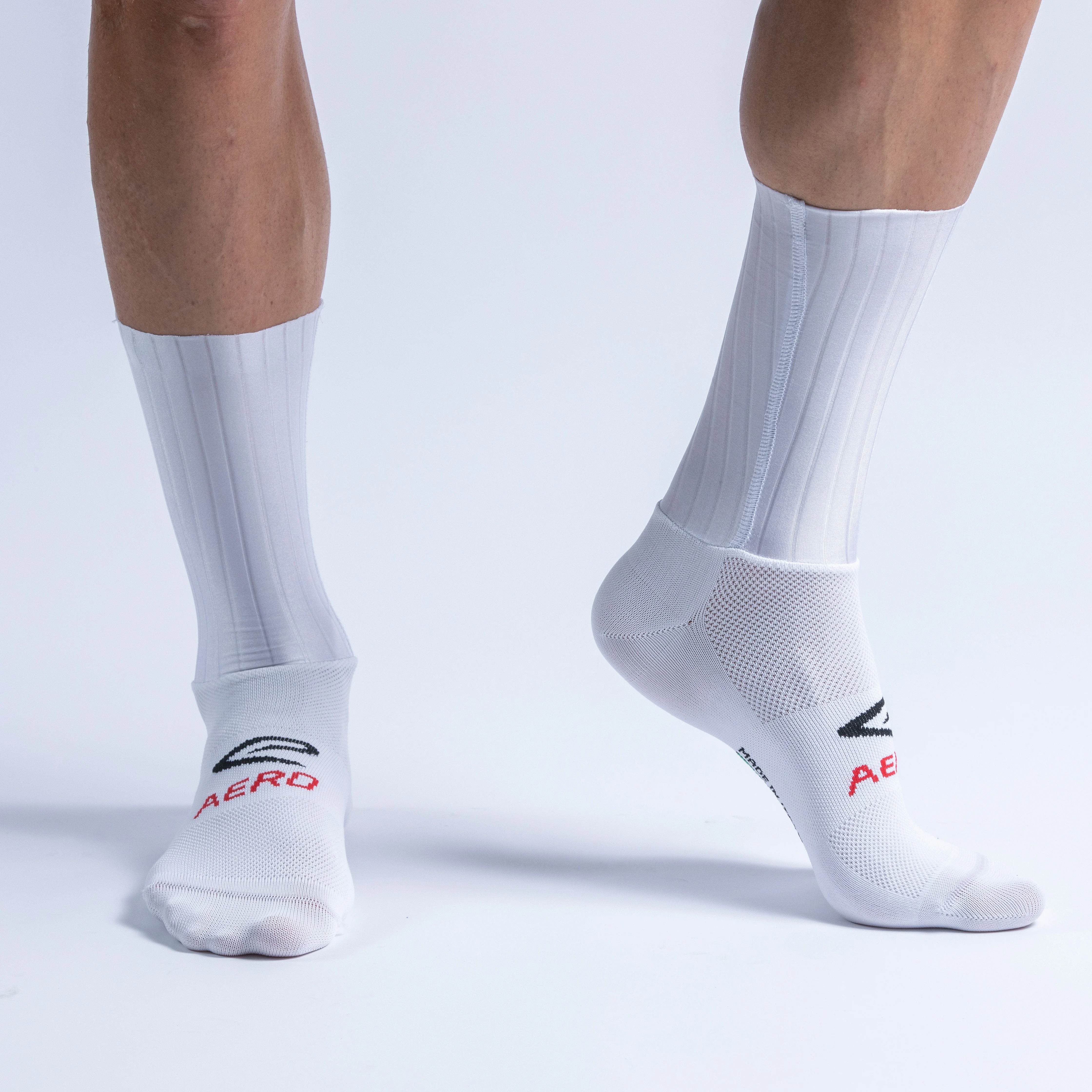 Racing Aero Fabrics white cycling socks