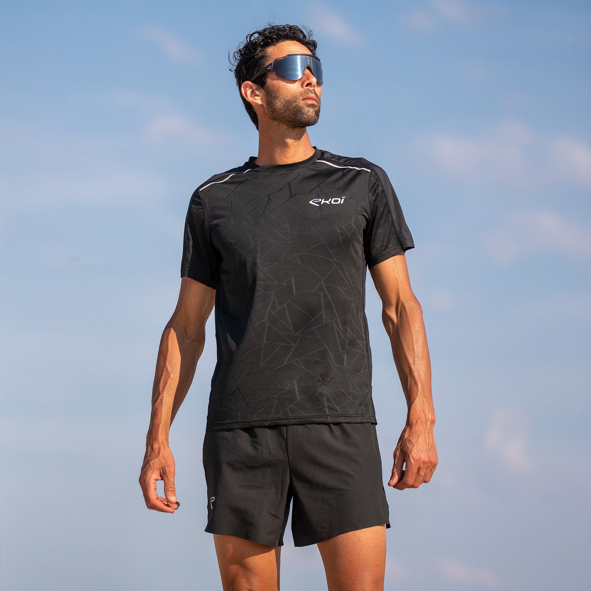 Tee-Shirt EKOI RUN GRAPHIC TECH Black