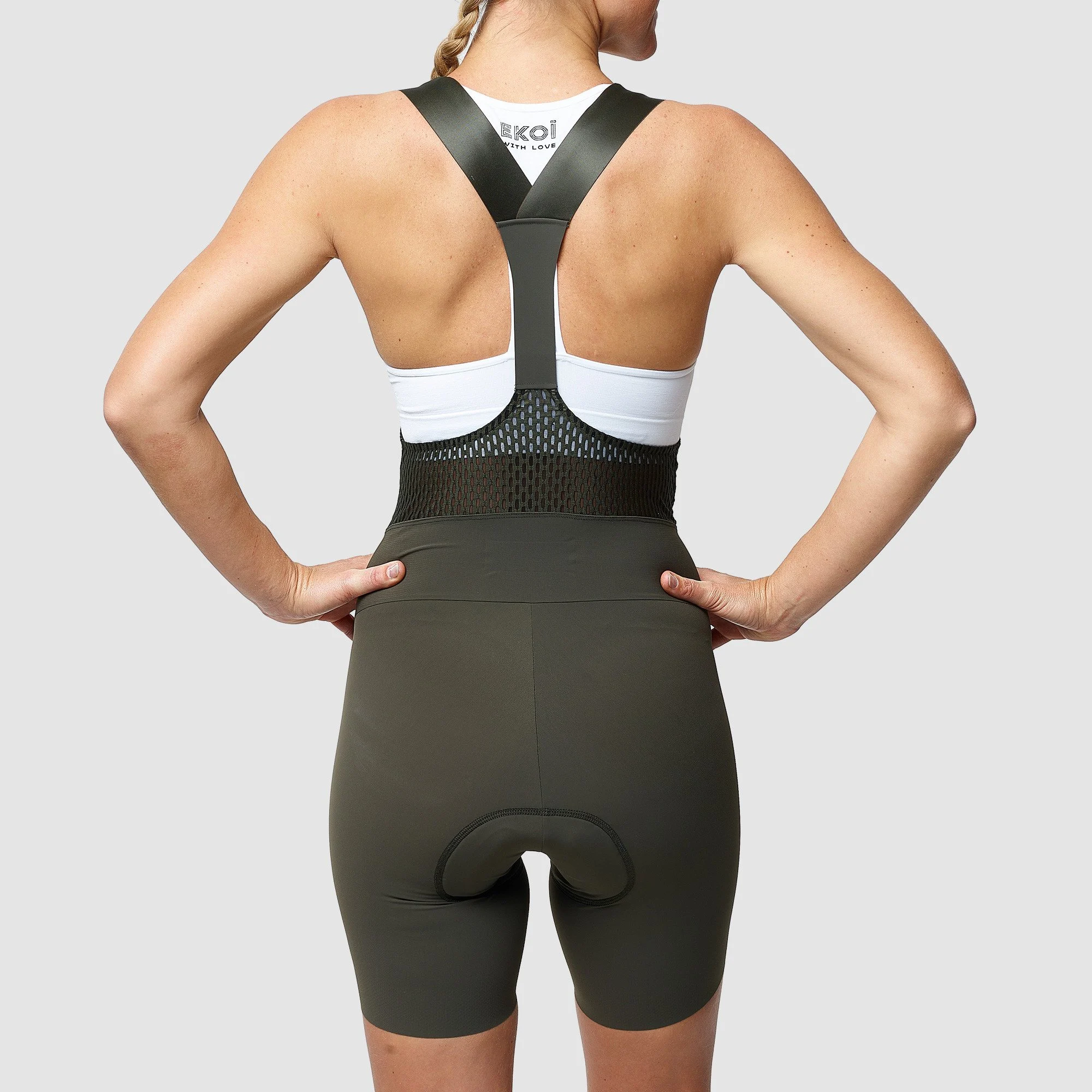 Women Strap Bibshorts EKOI EKOI ESSENTIAL Kaki