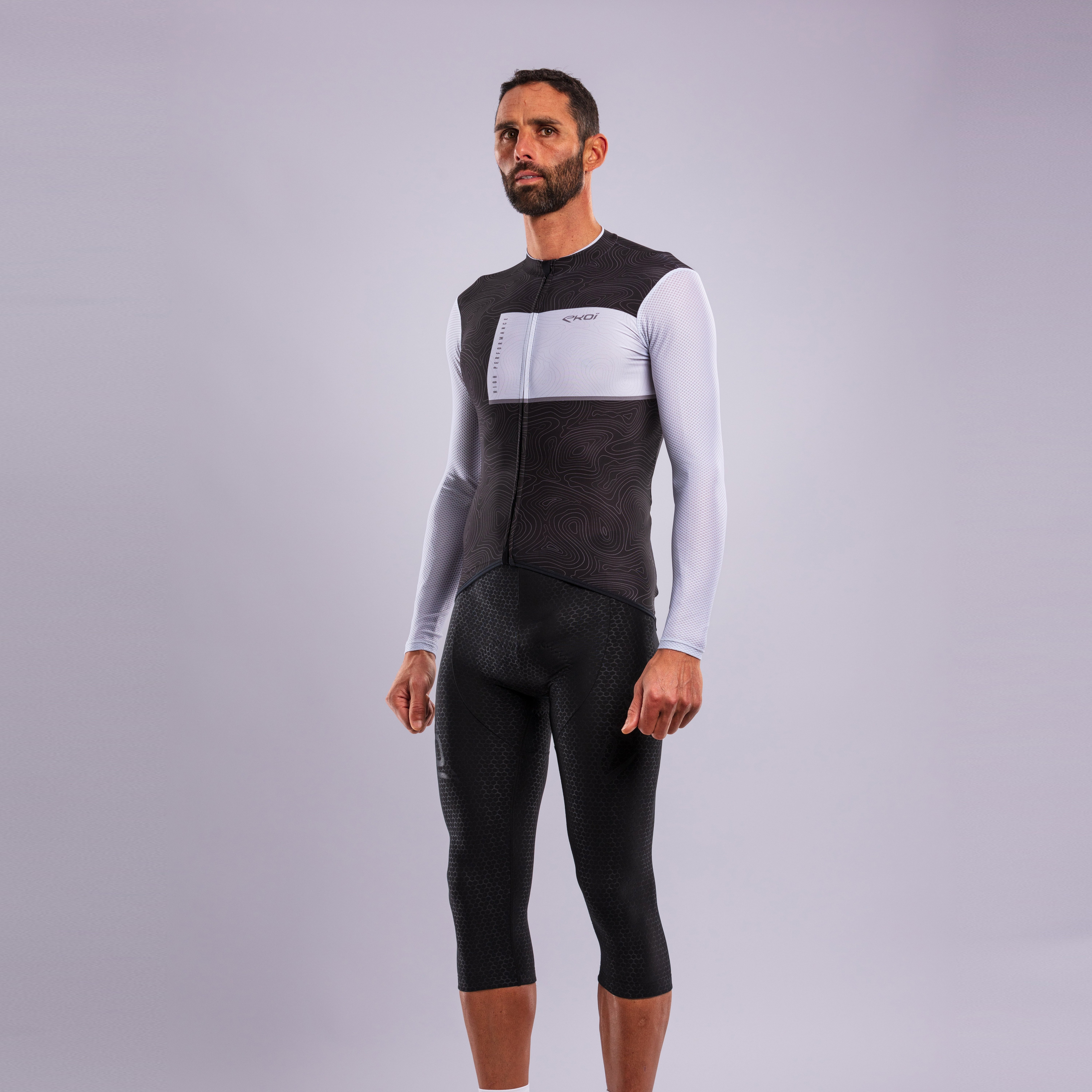 EKOI ROAD Mid-Season Jacket Grey and HEXA 3D GEL Bib Knickers Black Combo
