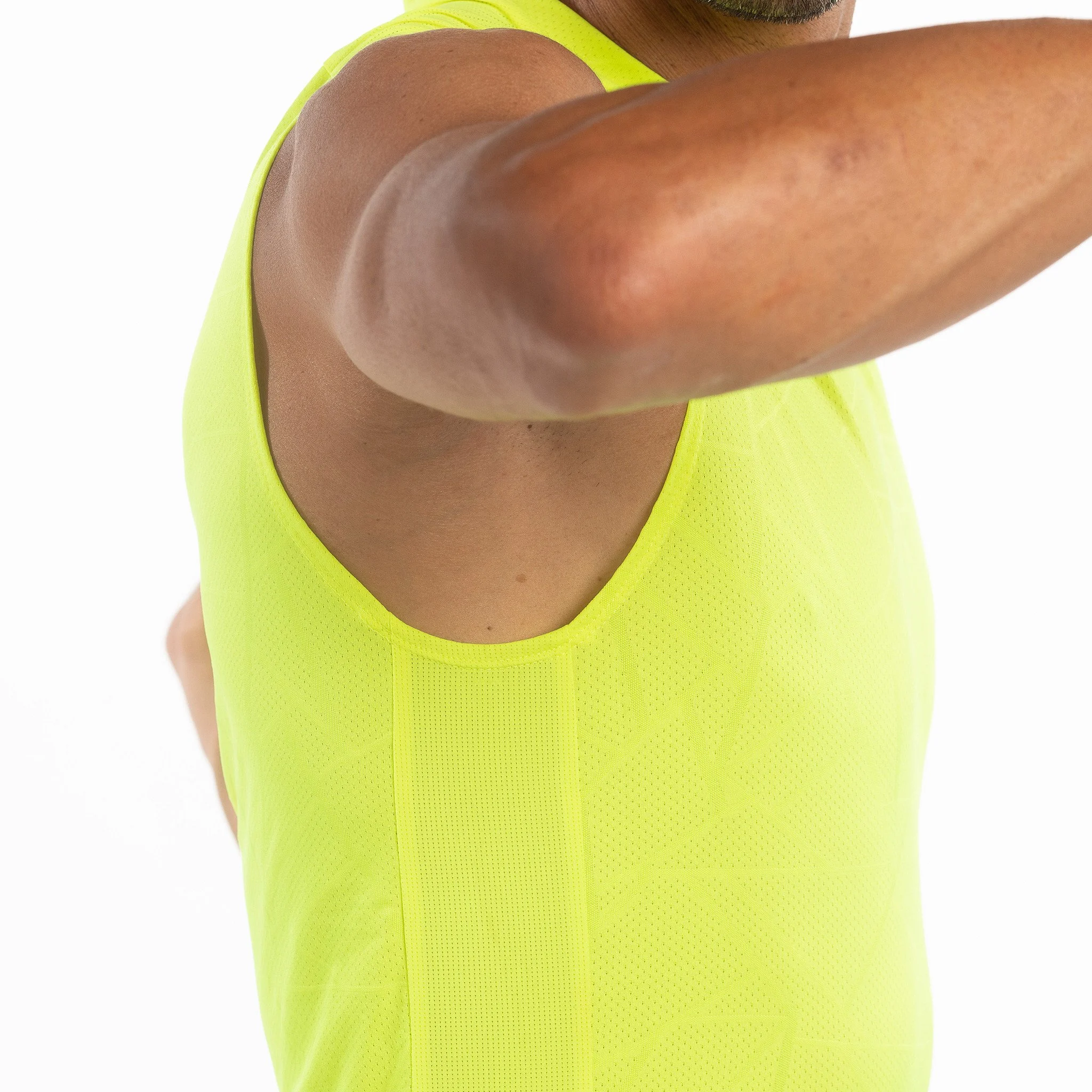 TEE SHIRT SLEEVELESS GRAPHIC TECH EKOI RUN NEON YELLOW