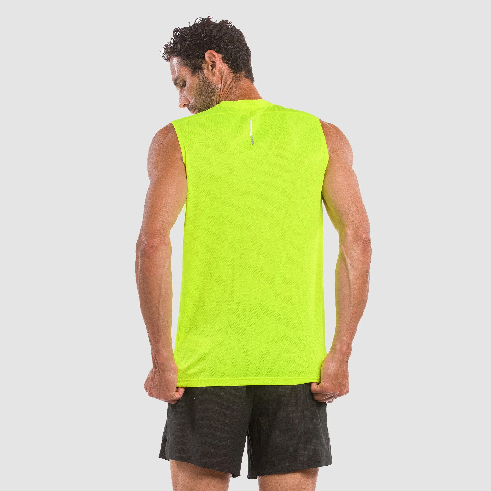TEE SHIRT SLEEVELESS GRAPHIC TECH EKOI RUN NEON YELLOW
