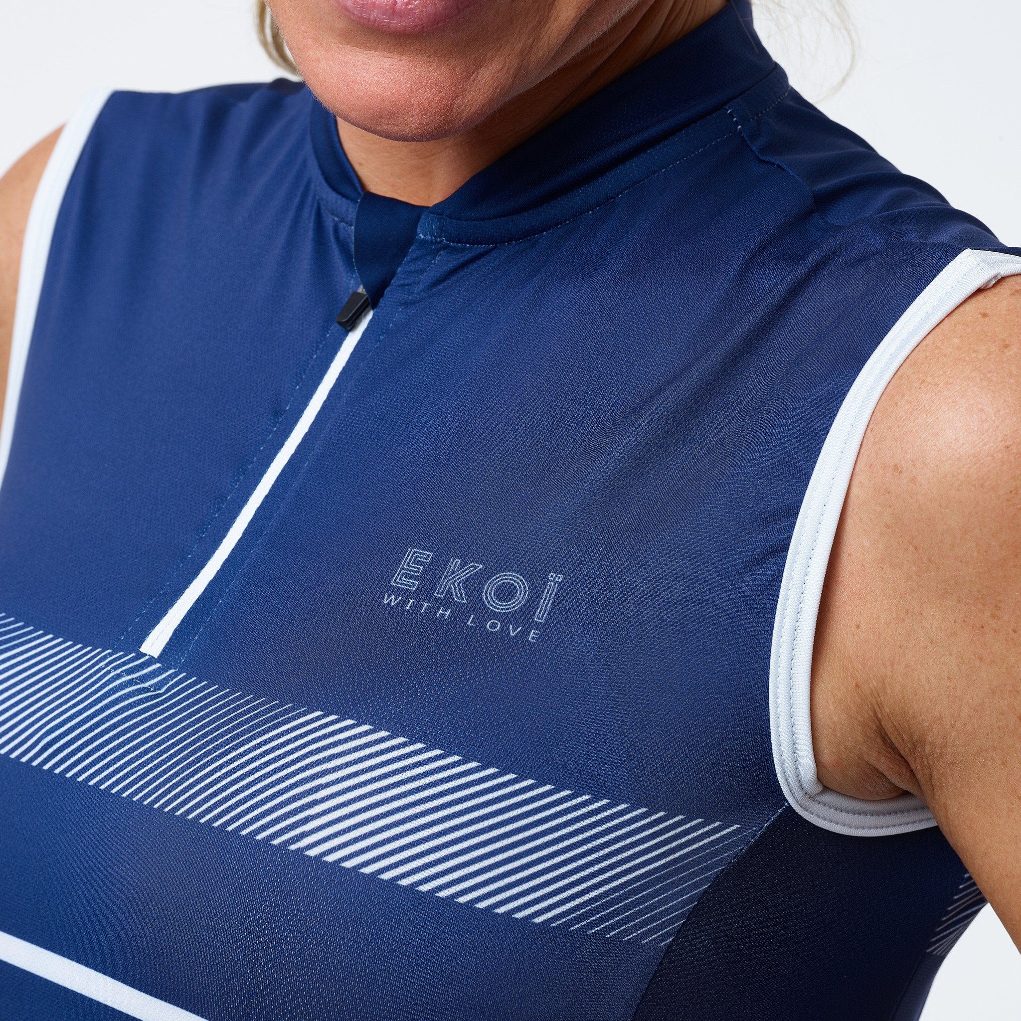 Sleeveless Women Jersey EKOI STRIPES Red