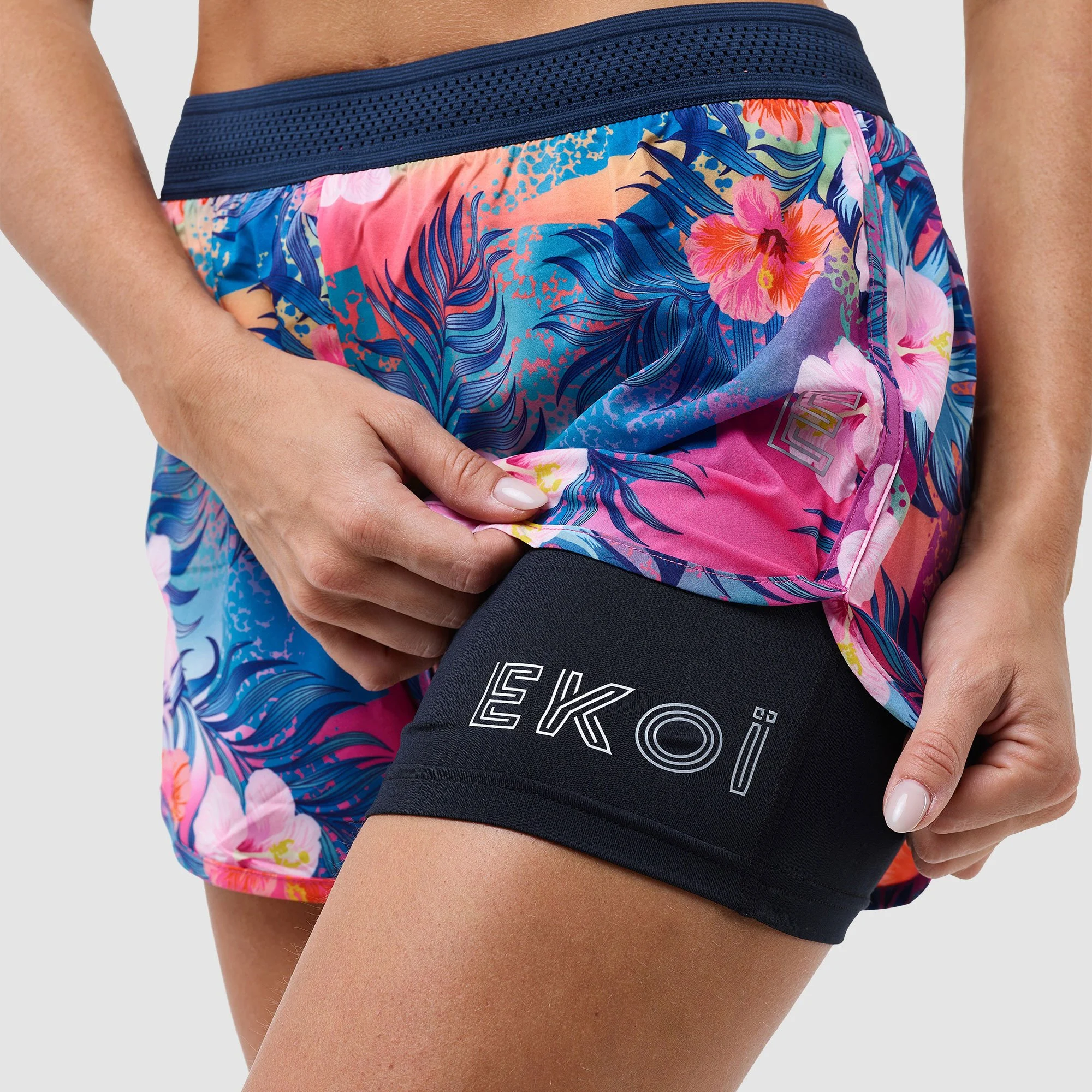 Women Shorts EKOI RUN 2 in 1 Tropical