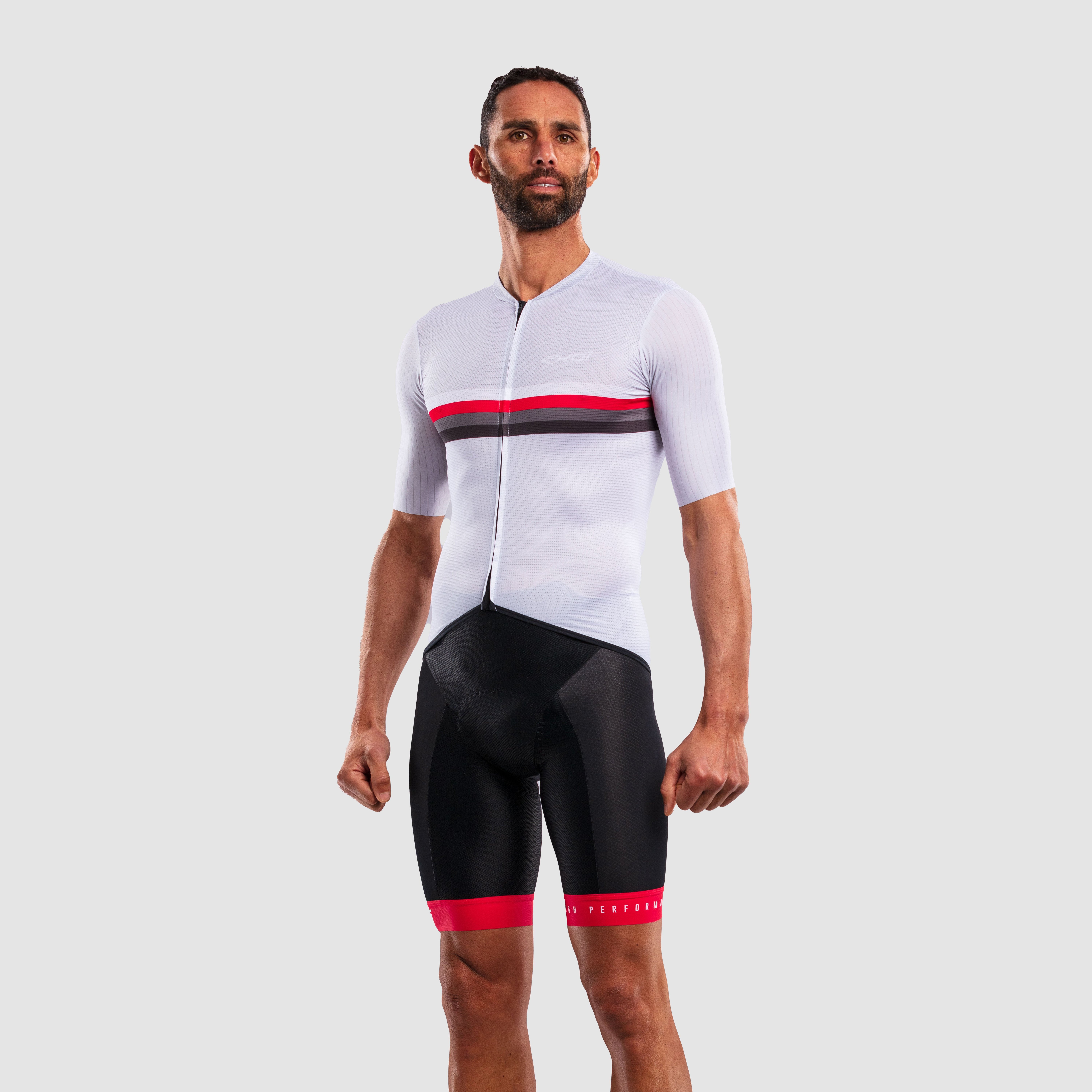 EKOI Perf ROAD LINES Jersey and Memory Bib Shorts Black Combo
