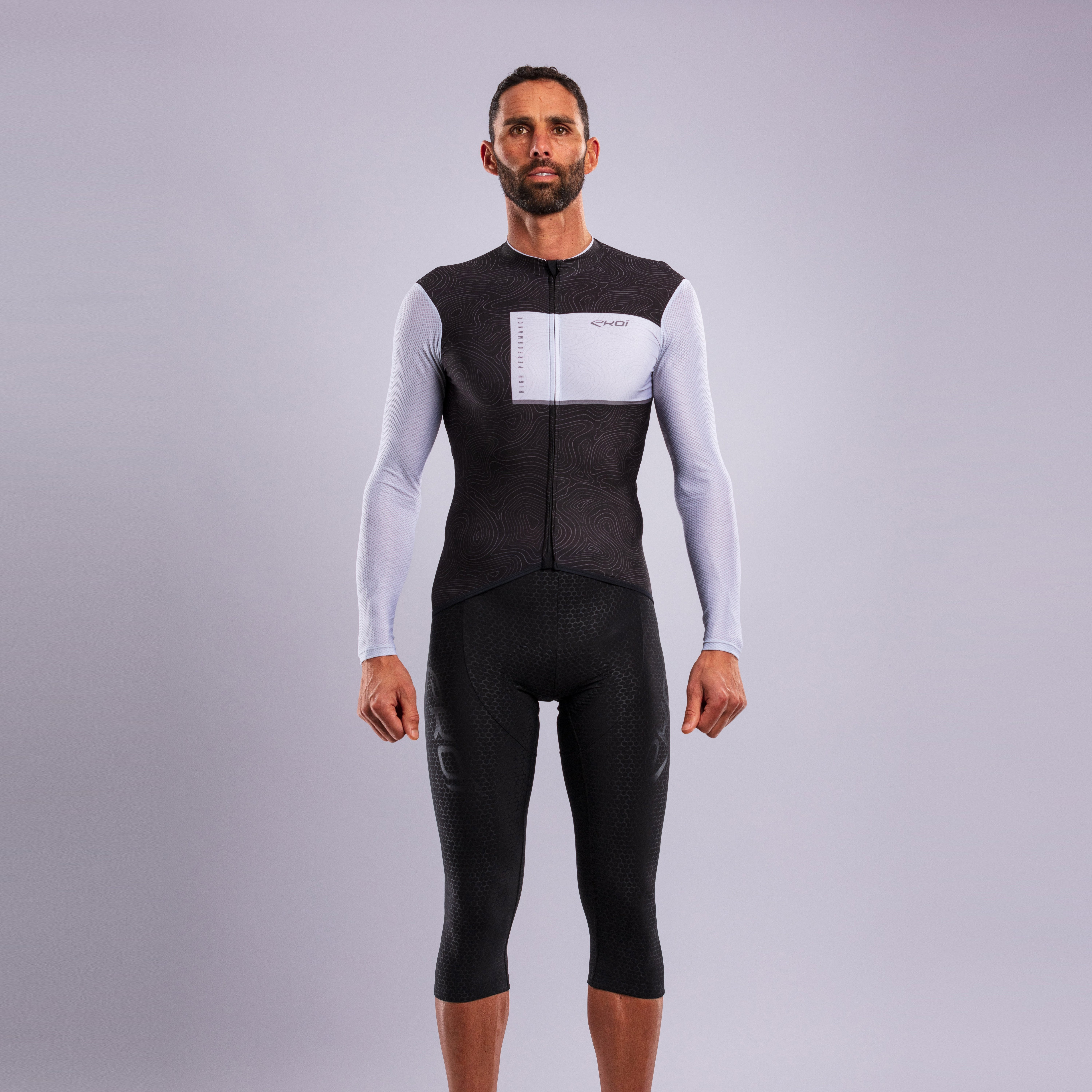 EKOI ROAD Mid-Season Jacket Grey and HEXA 3D GEL Bib Knickers Black Combo
