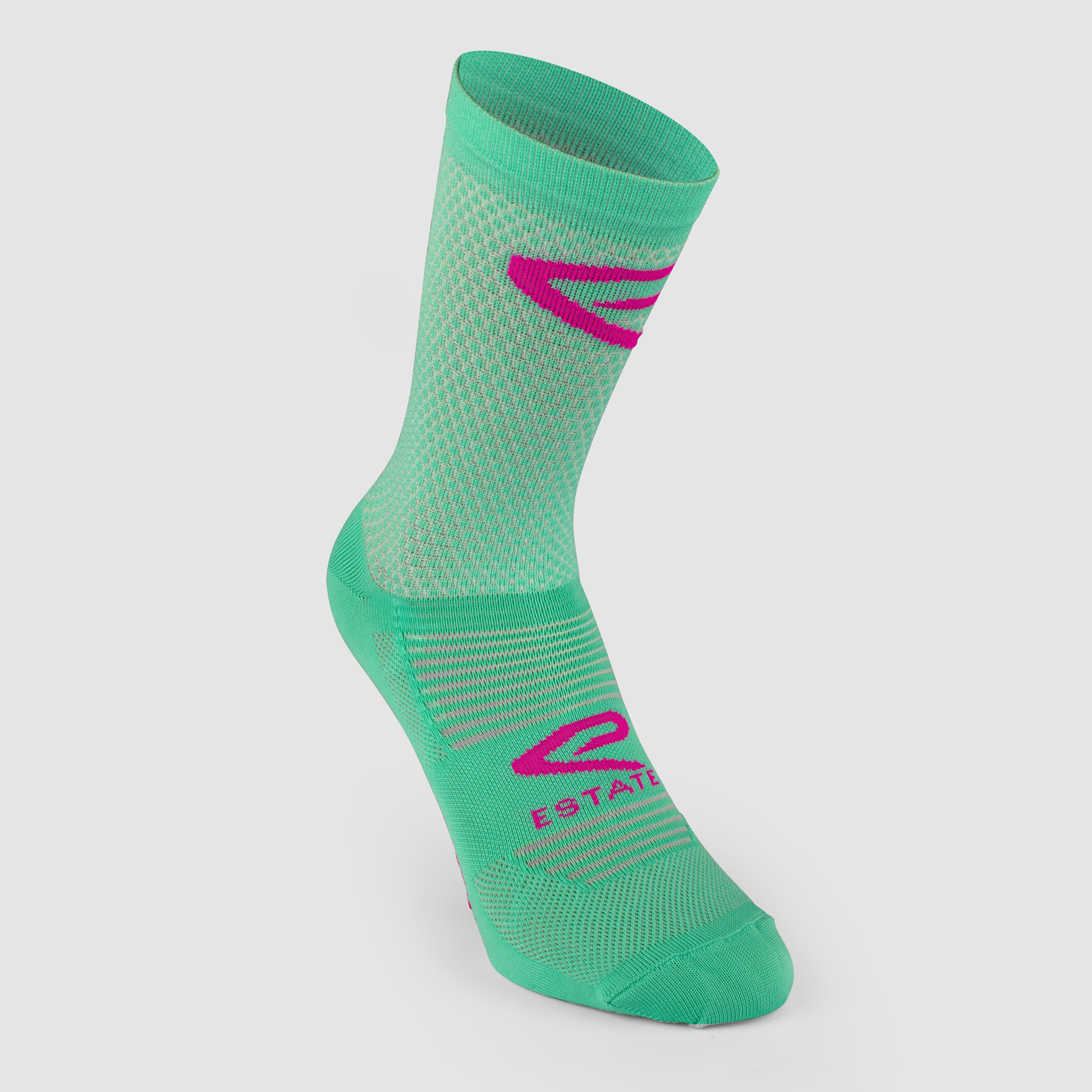 EKOI Perf ESTATE Cycling Socks GREEN NEON Pink 14 CM