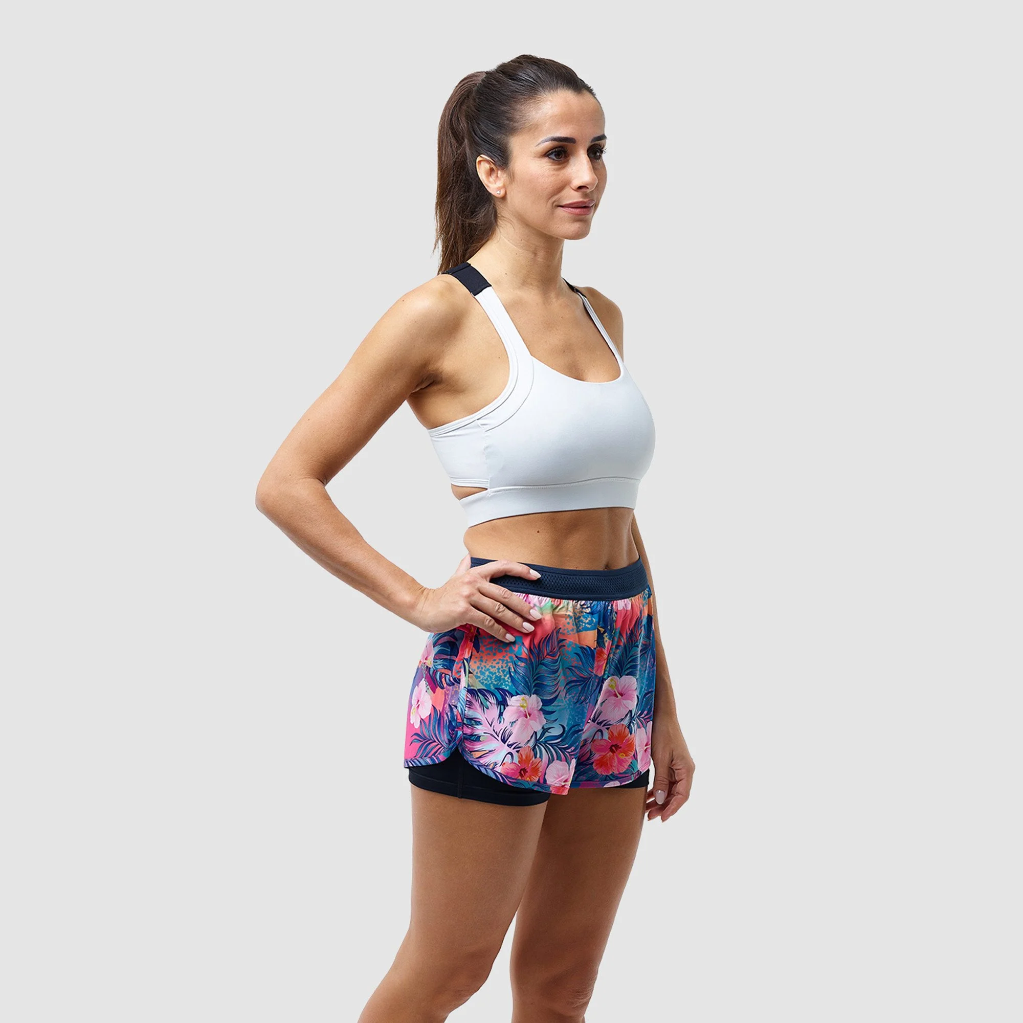 Women Shorts EKOI RUN 2 in 1 Tropical