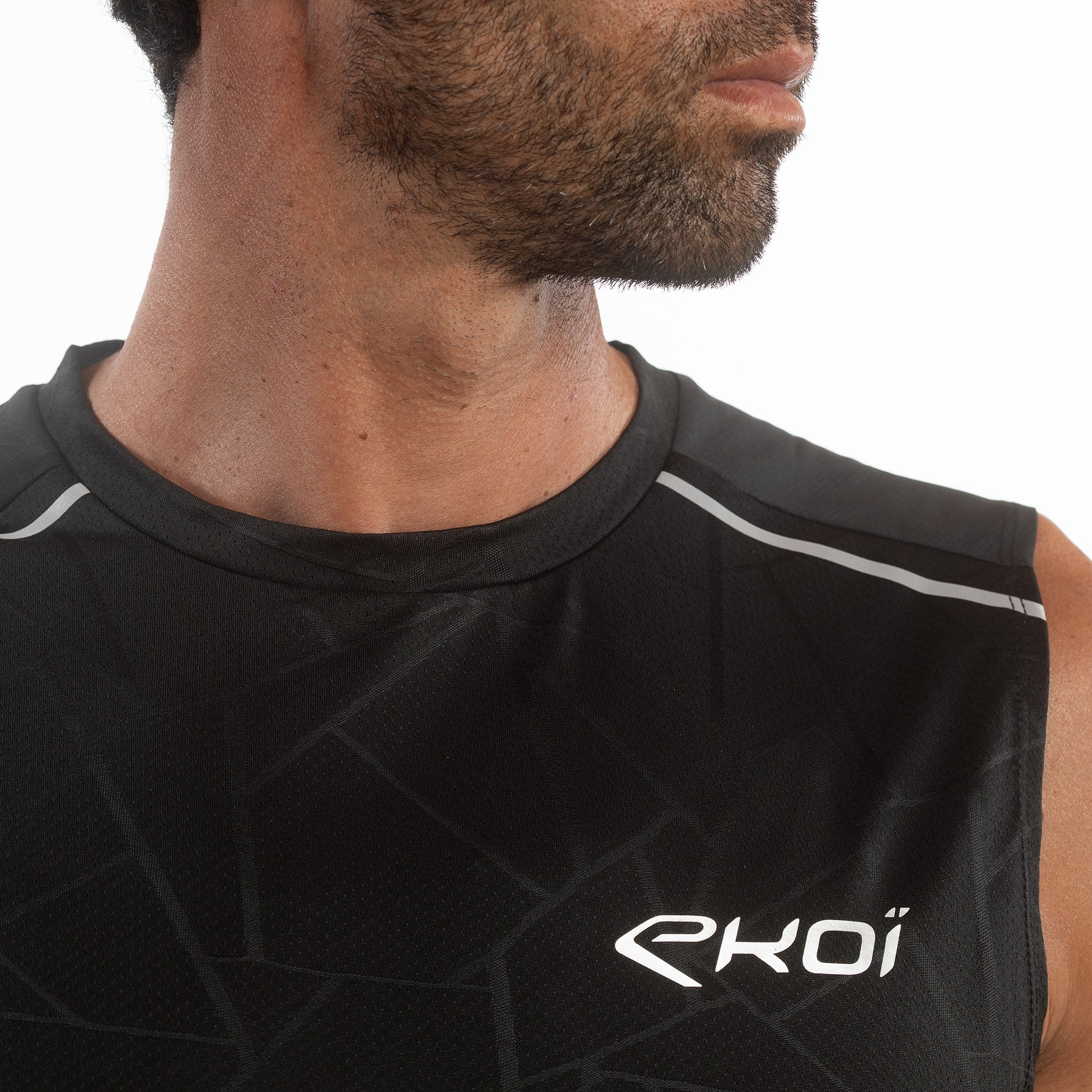 TEE SHIRT SLEEVELESS GRAPHIC TECH EKOI RUN NEON YELLOW