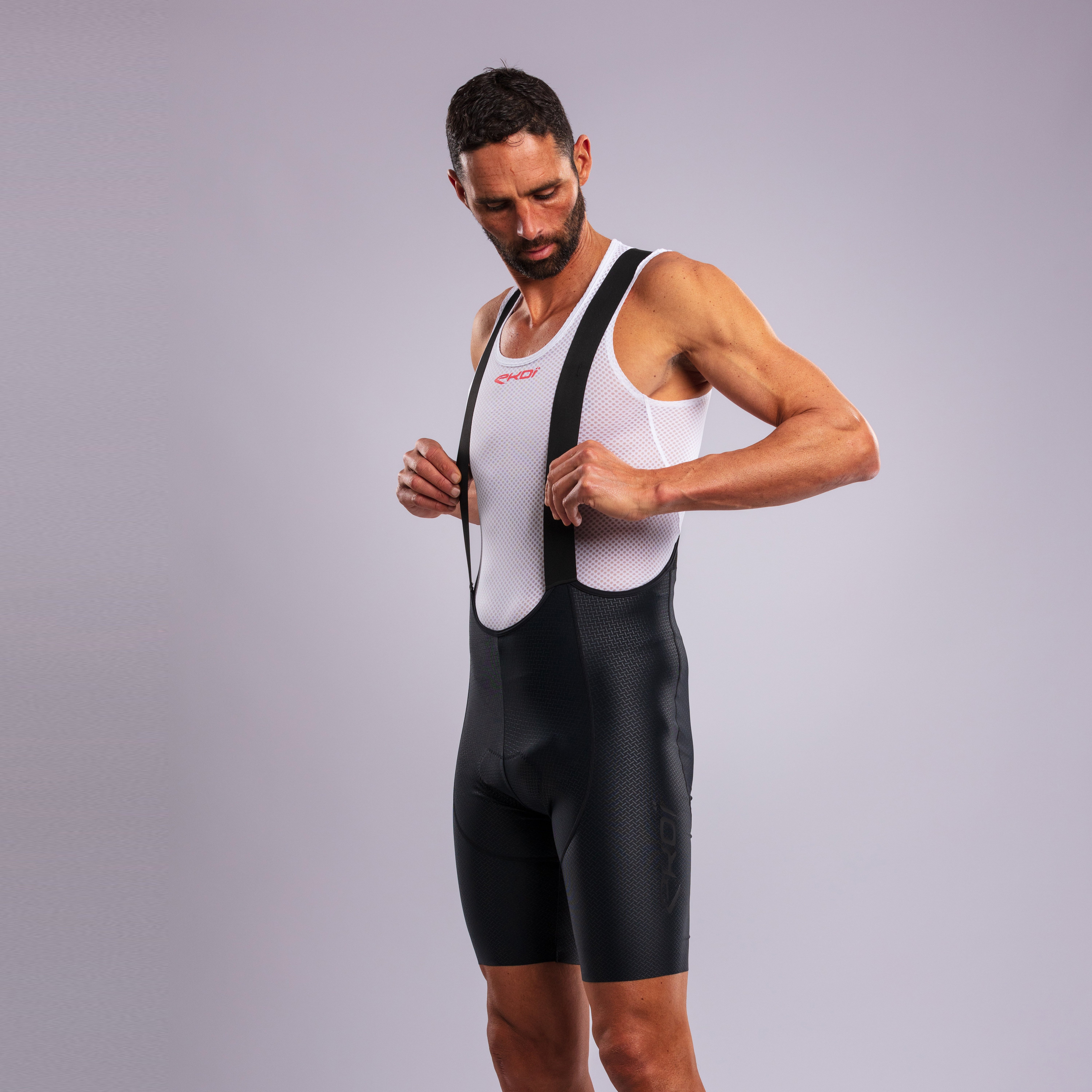 EKOÏ MONOCHROME khaki jersey and black Cross bib shorts combo