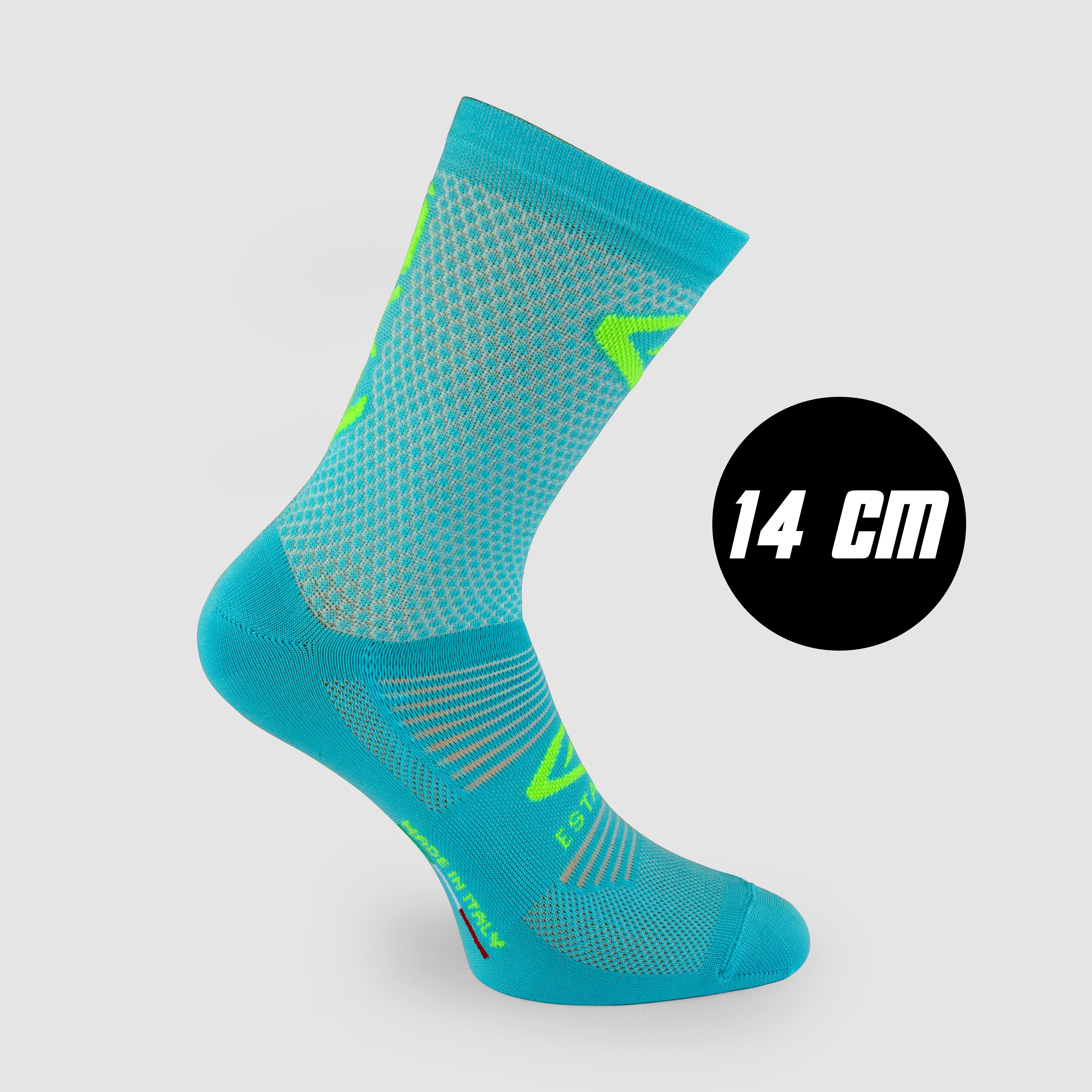 EKOI Perf ESTATE Cycling Socks TURQUOISE NEON GREEN 14CM