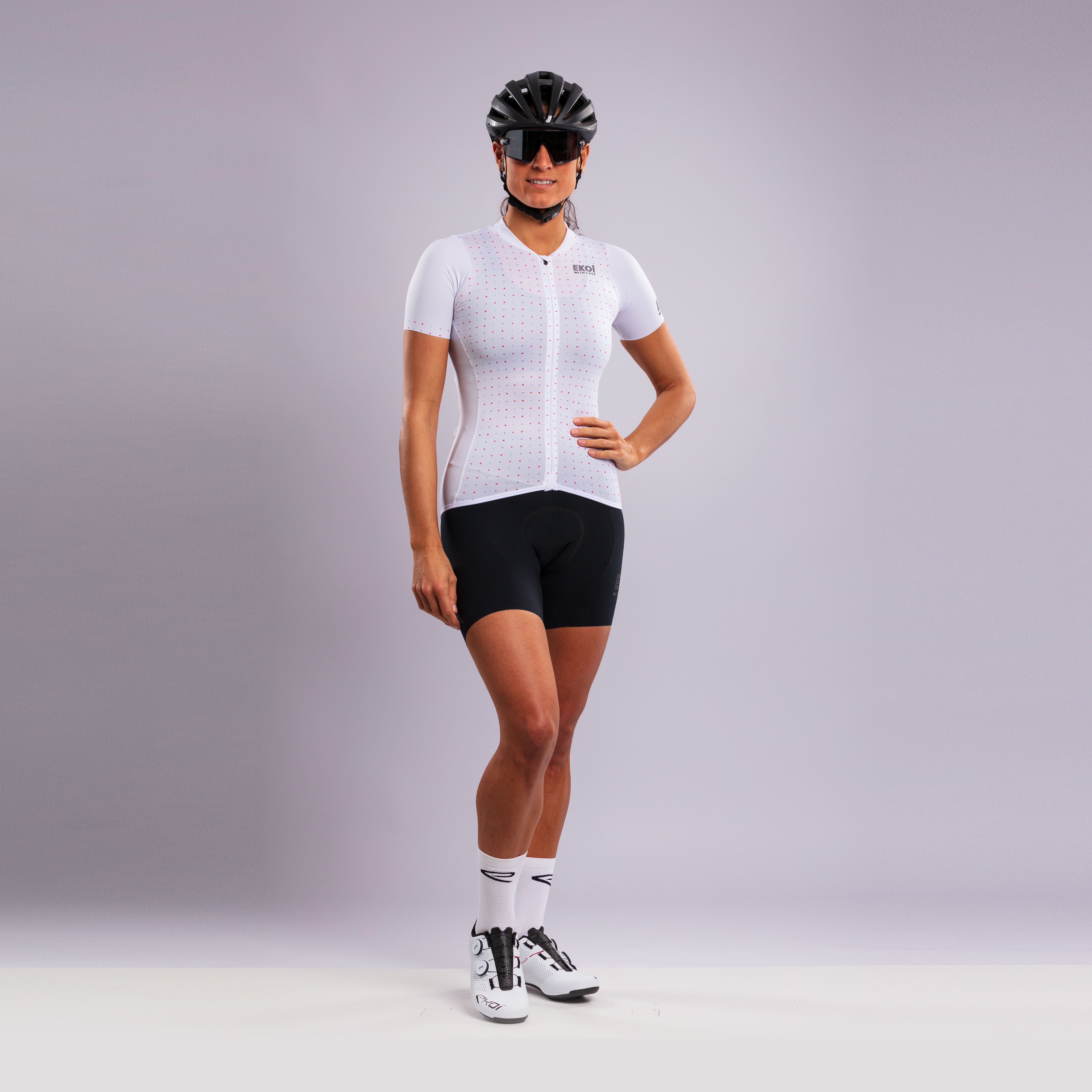 EKOI POLKA DOT WHITE SHORT SLEEVE WOMEN'S JERSEY