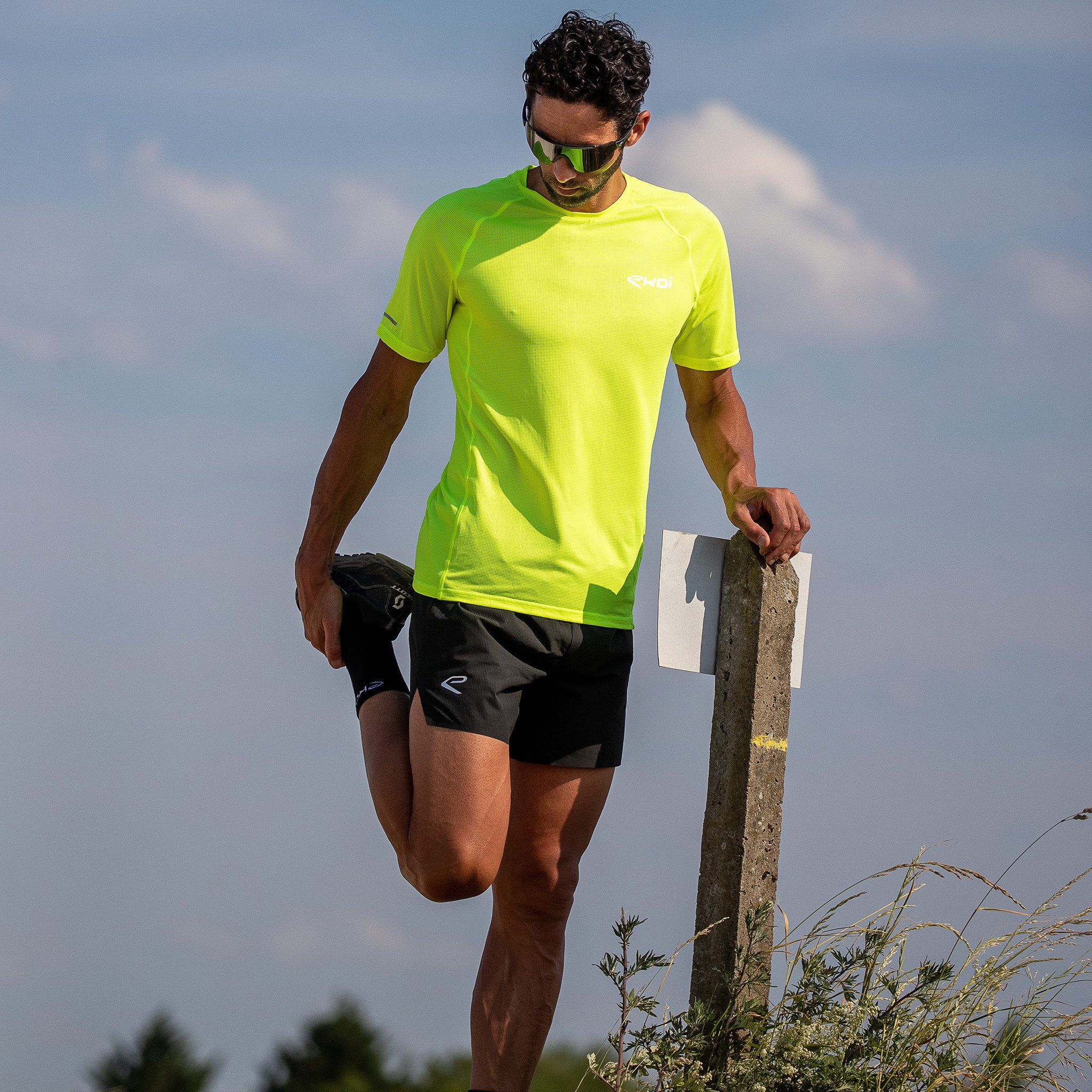 MEN TEE SHIRT DRY FAST EKOI RUN NEON YELLOW