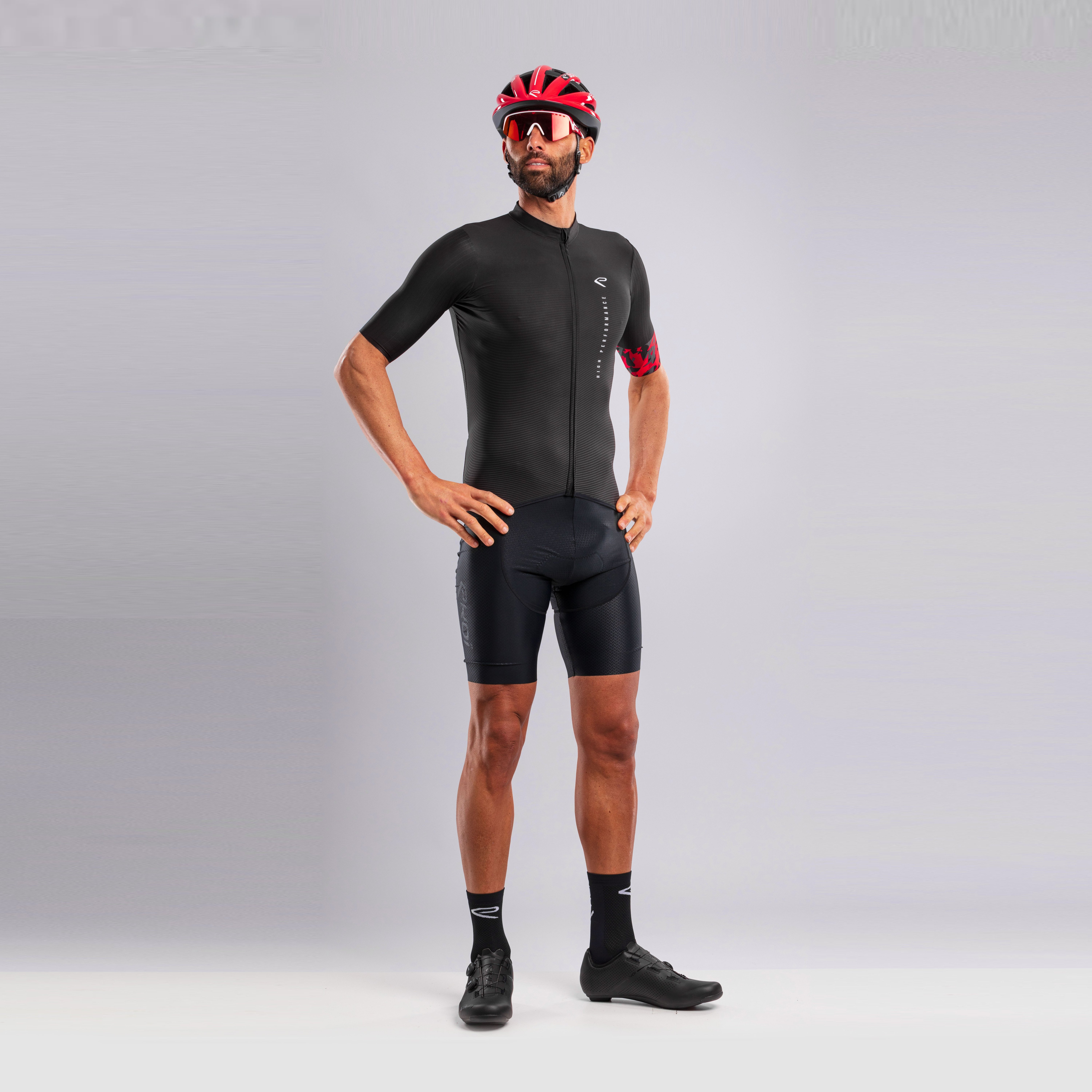EKOI KAMO CROSS Jersey and Bib Shorts Red Black Combo
