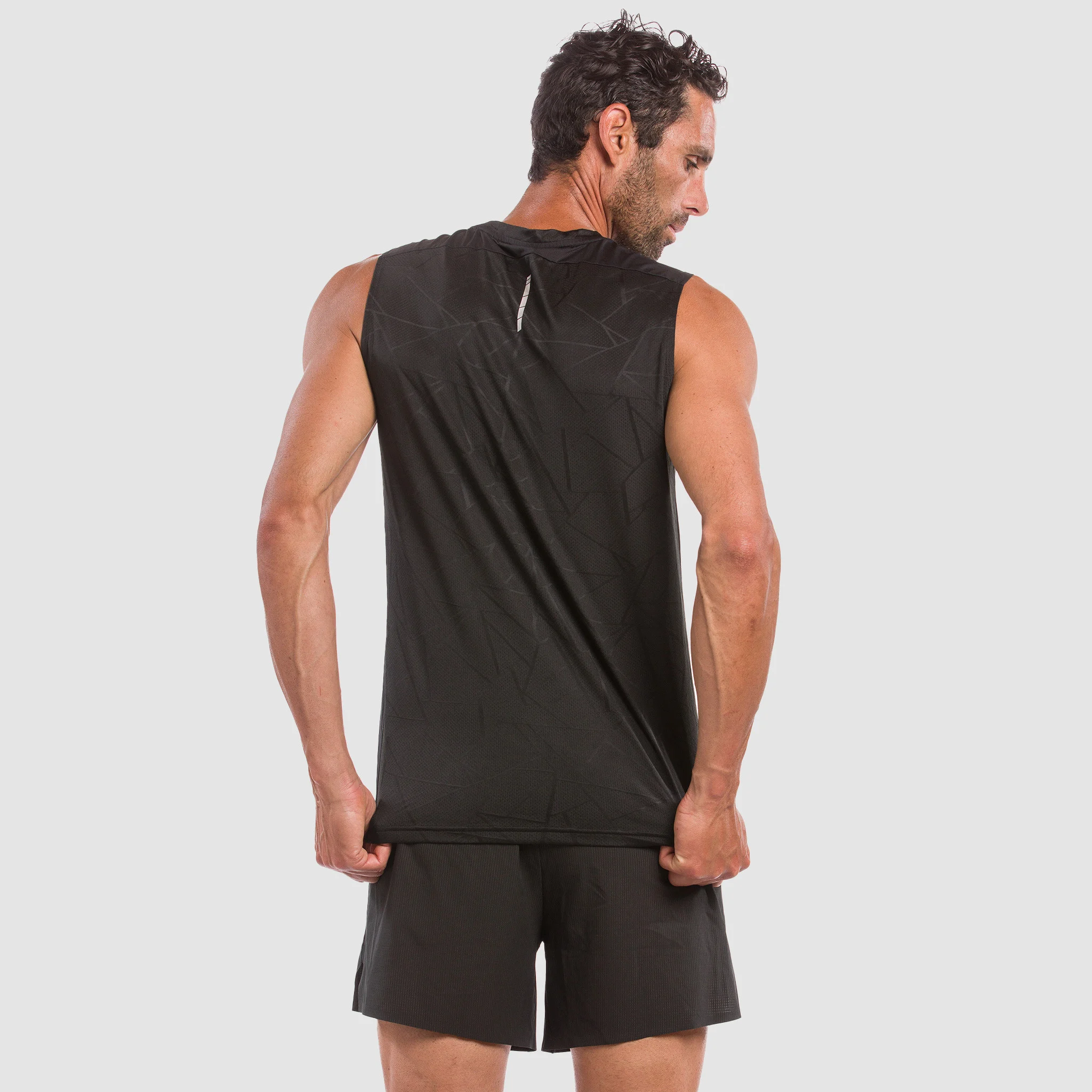 TEE SHIRT SLEEVELESS GRAPHIC TECH EKOI RUN NEON YELLOW