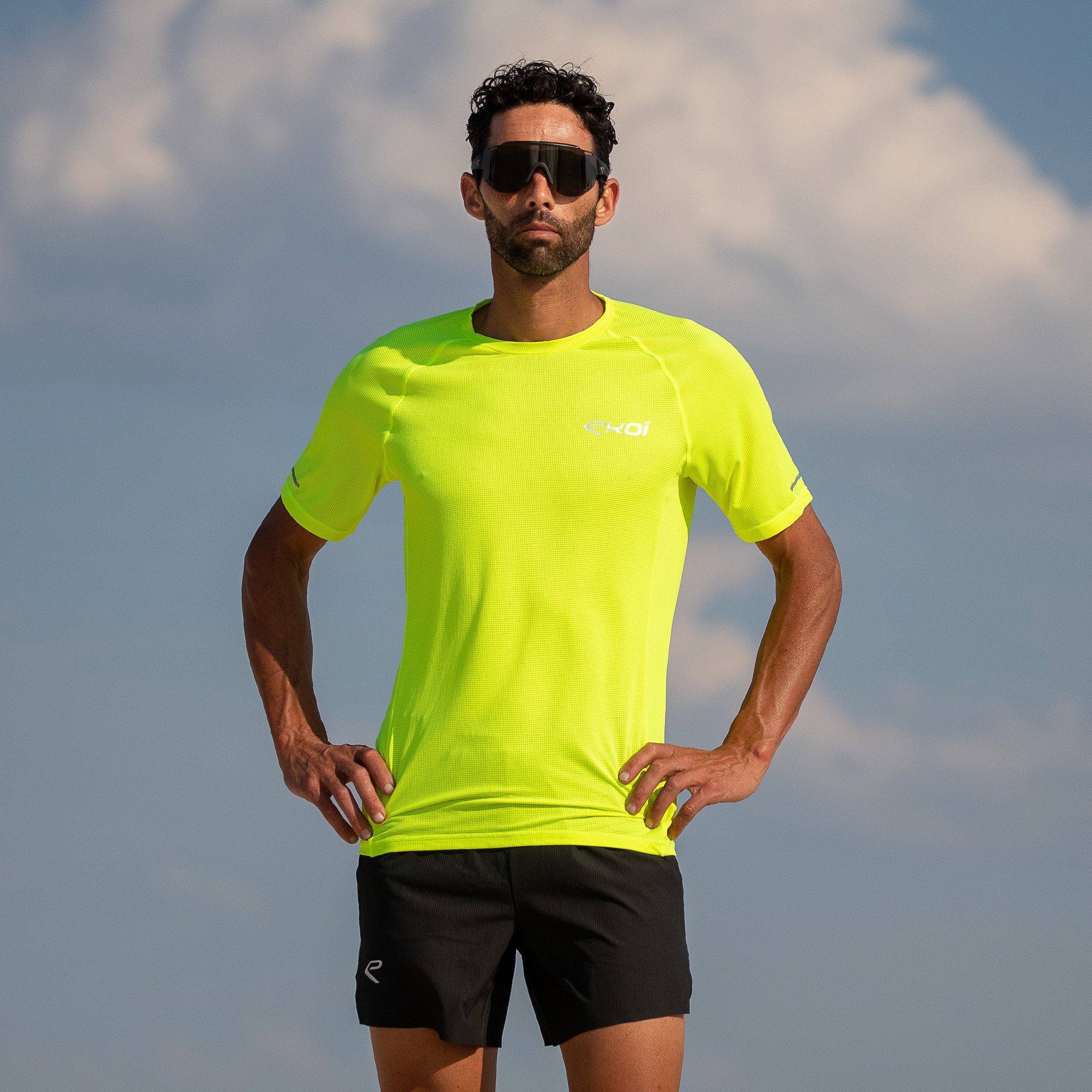 MEN TEE SHIRT DRY FAST EKOI RUN NEON YELLOW