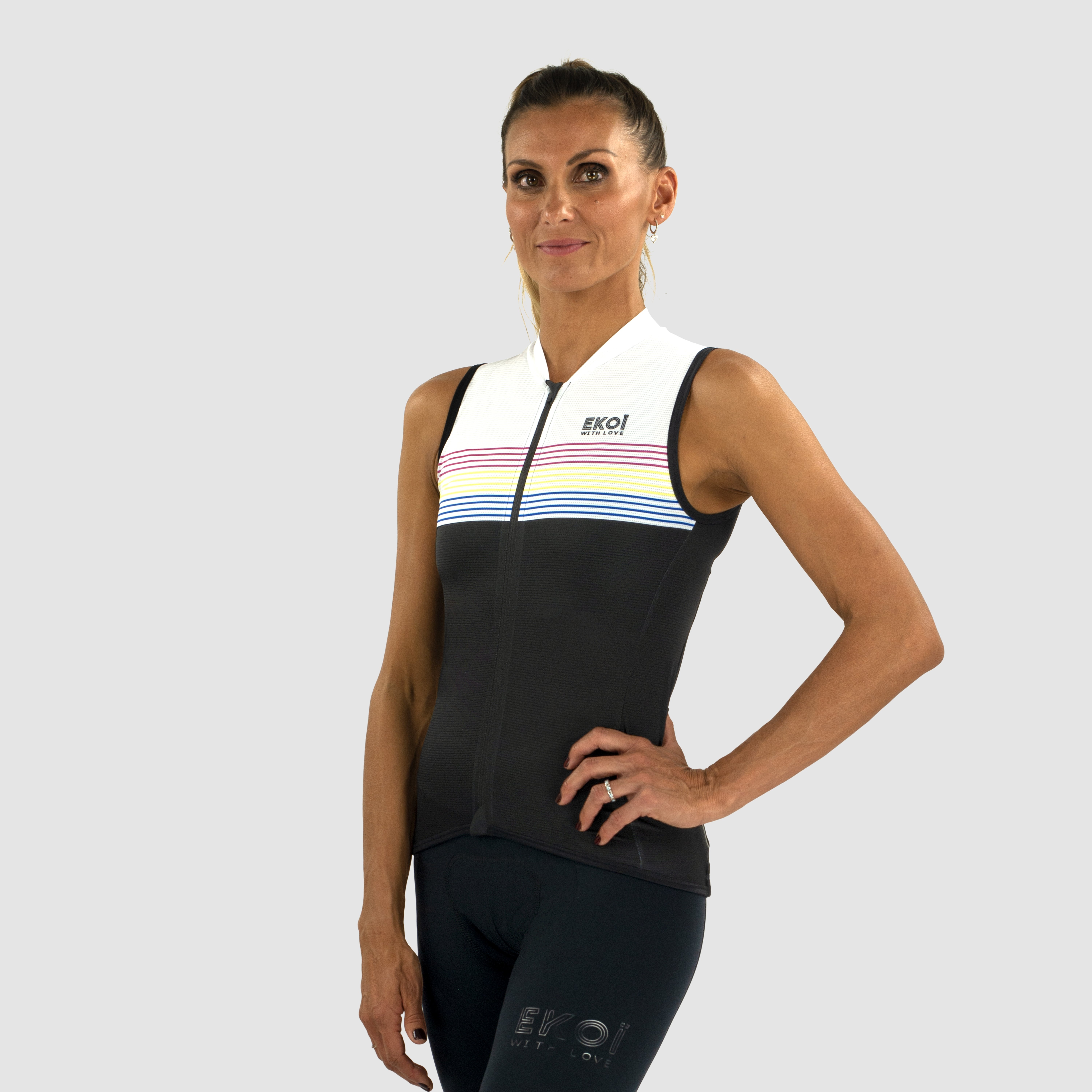 Women's sleeveless jersey EKOI Perf ROAD LINES Black