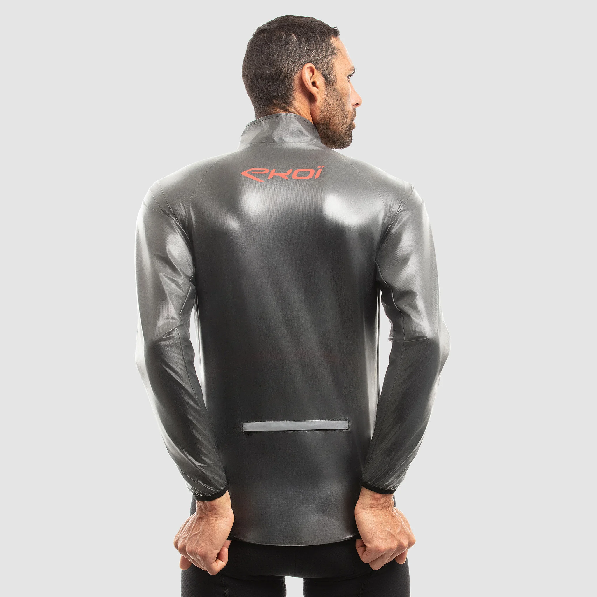 EKOI SHARK Back Pocket Grey rain jacket