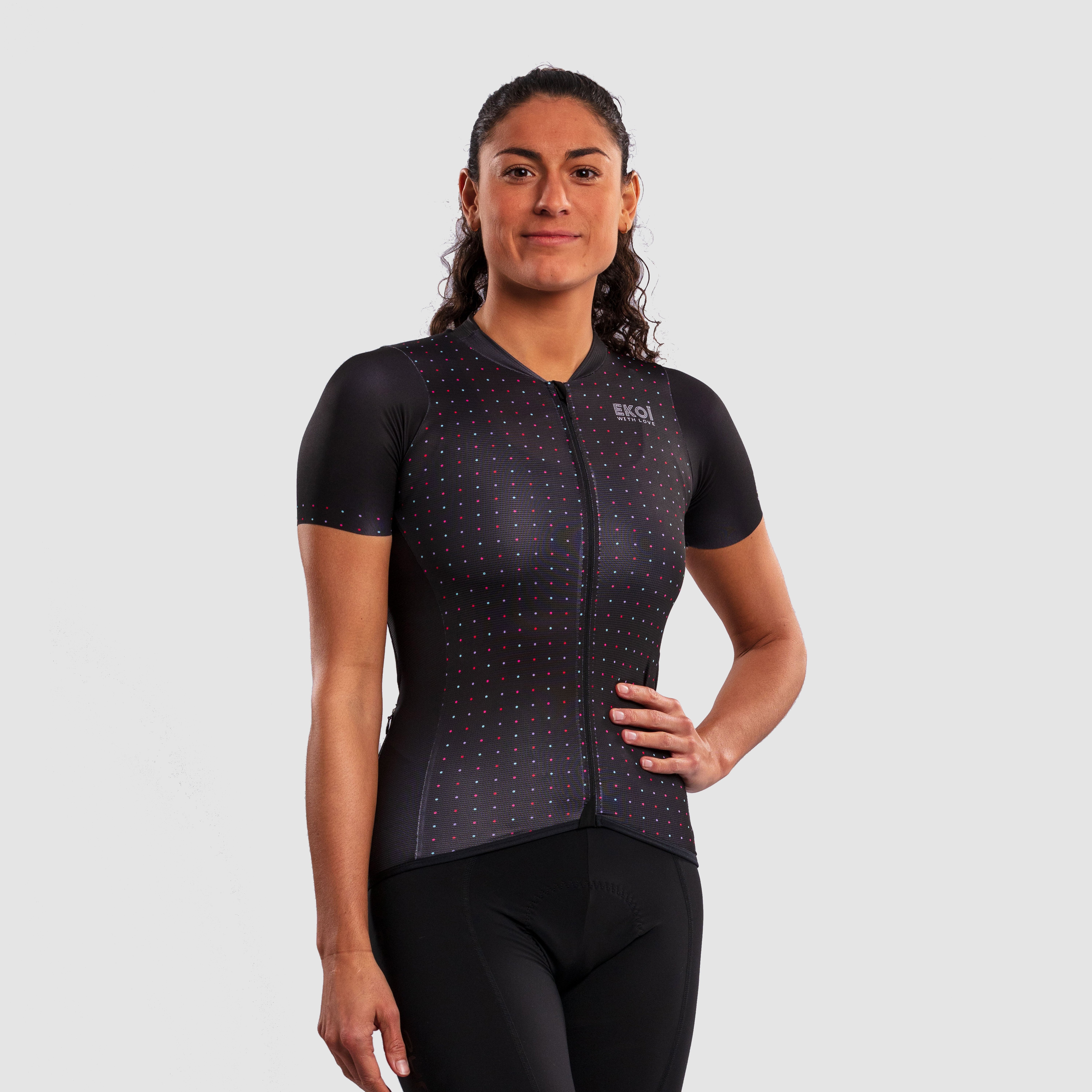 EKOI POLKA DOT WHITE SHORT SLEEVE WOMEN'S JERSEY