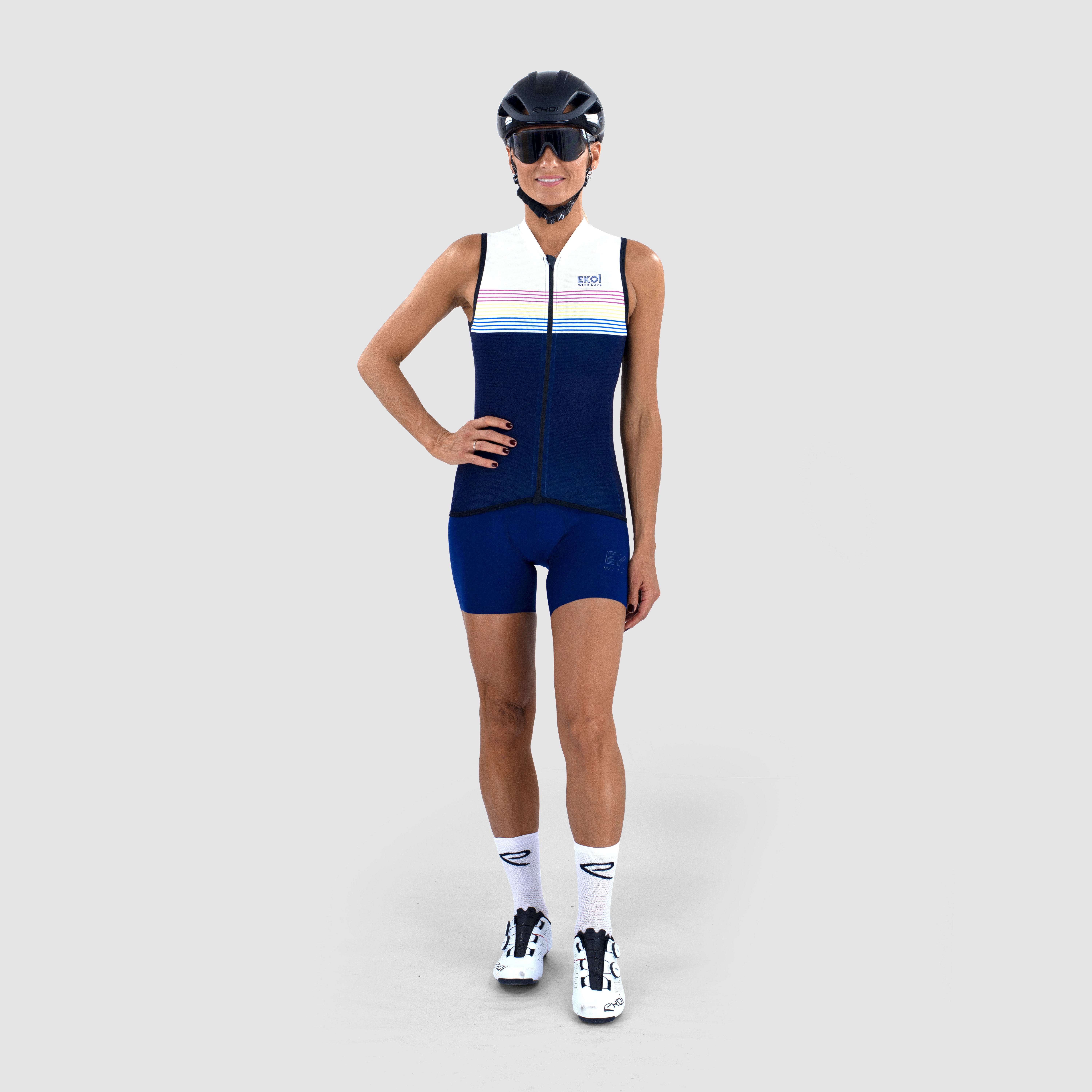 Women's sleeveless jersey EKOI Perf ROAD LINES Navy