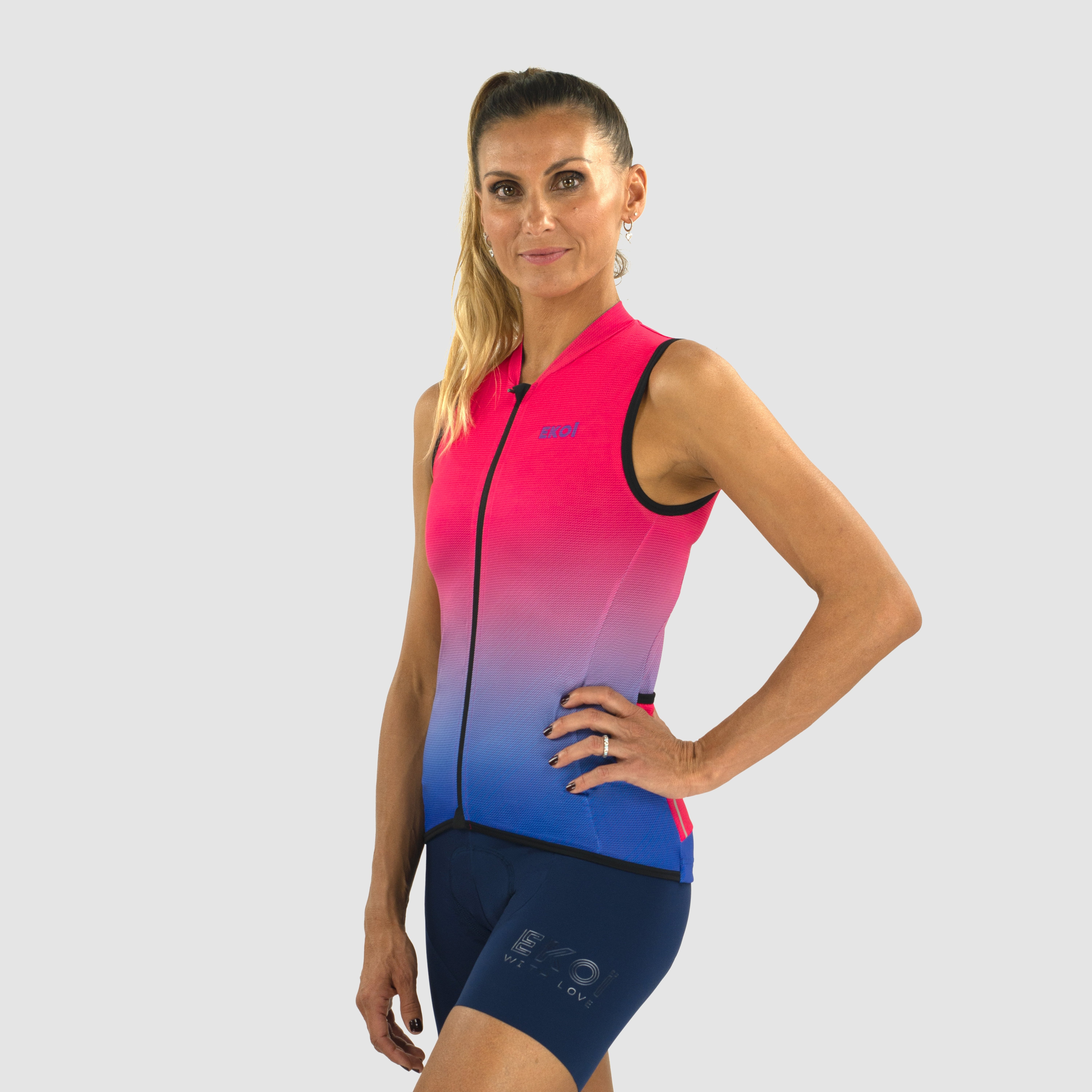 Women's sleeveless jersey EKOI Perf AQUARELLE Pink
