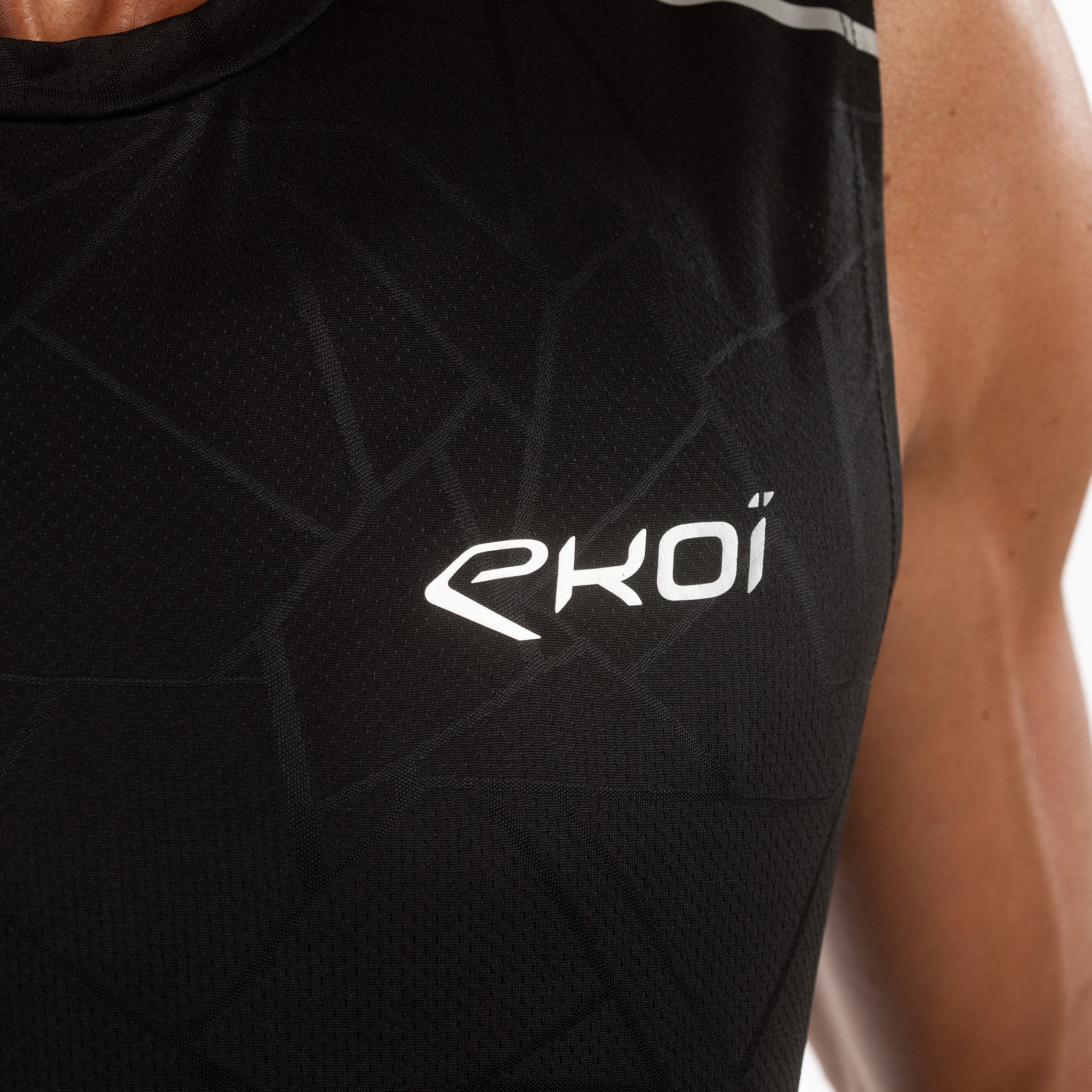 TEE SHIRT SLEEVELESS GRAPHIC TECH EKOI RUN NEON YELLOW