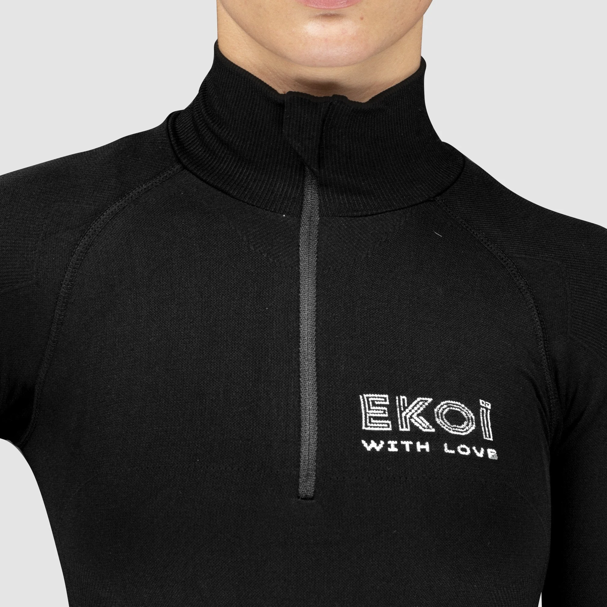 Ladies Base Layer Thermo Zipped Neck EKOI ERIN Black