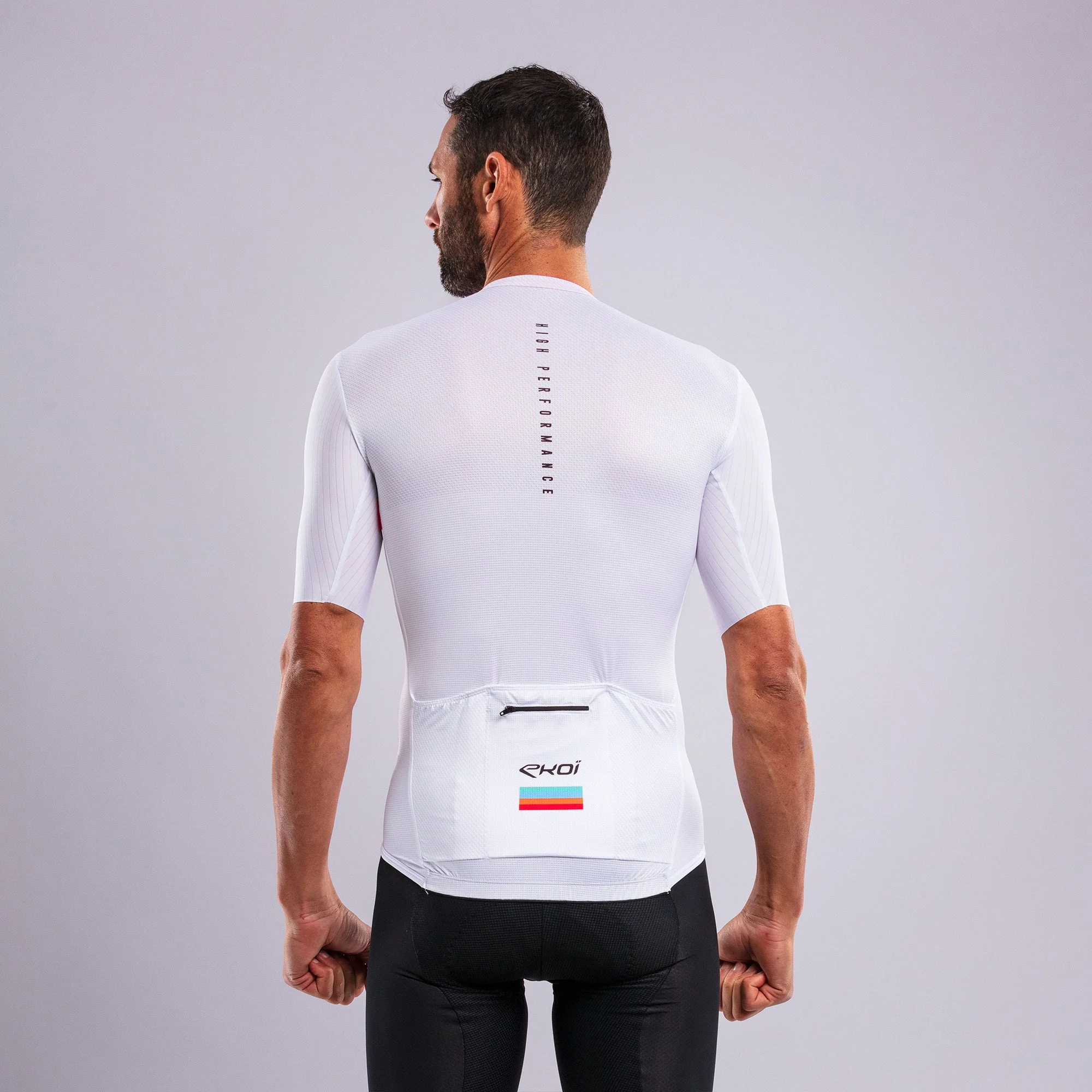 EKOI Perf ROAD LINES Jersey and Memory Bib Shorts Black Combo
