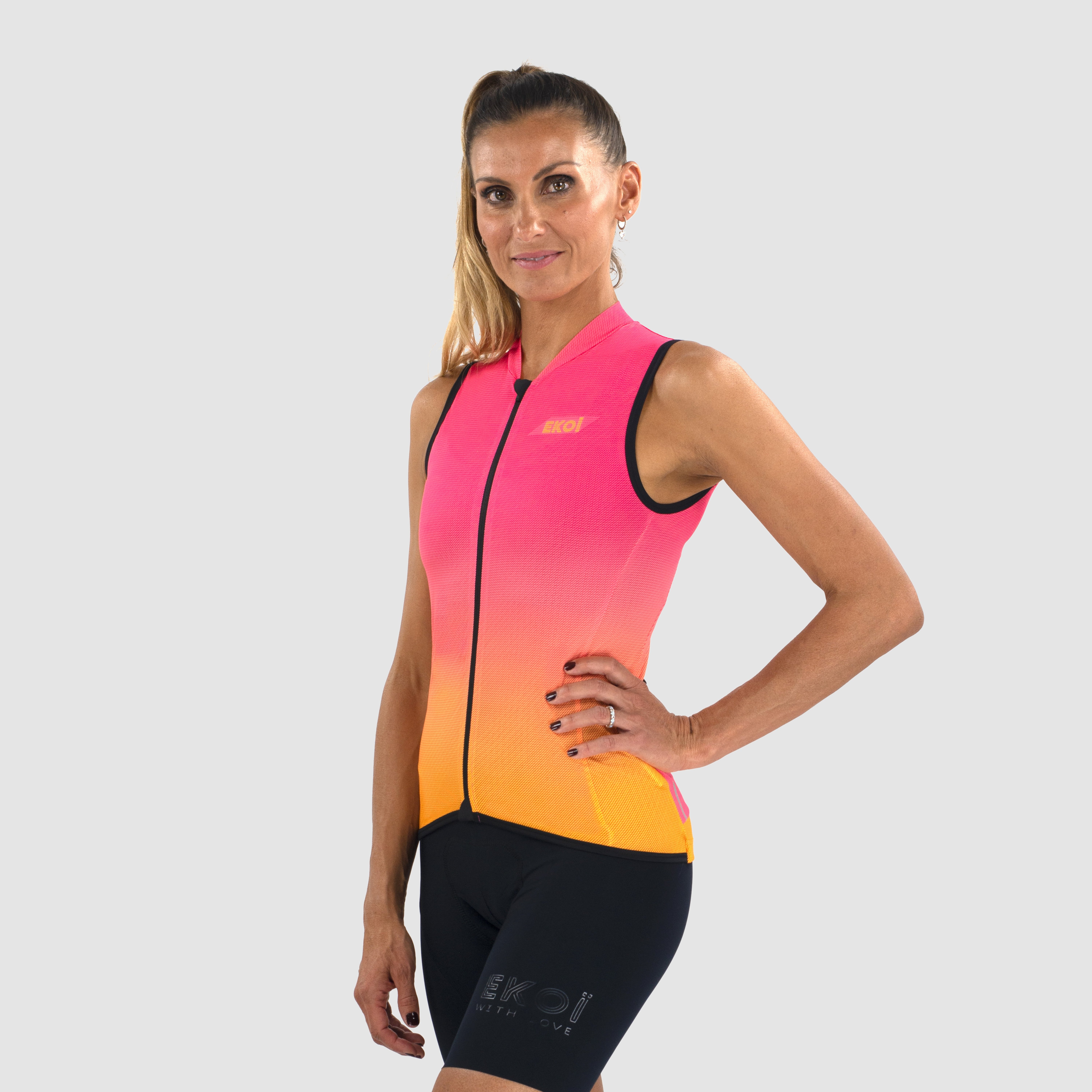 Women's sleeveless jersey EKOI Perf AQUARELLE Pink