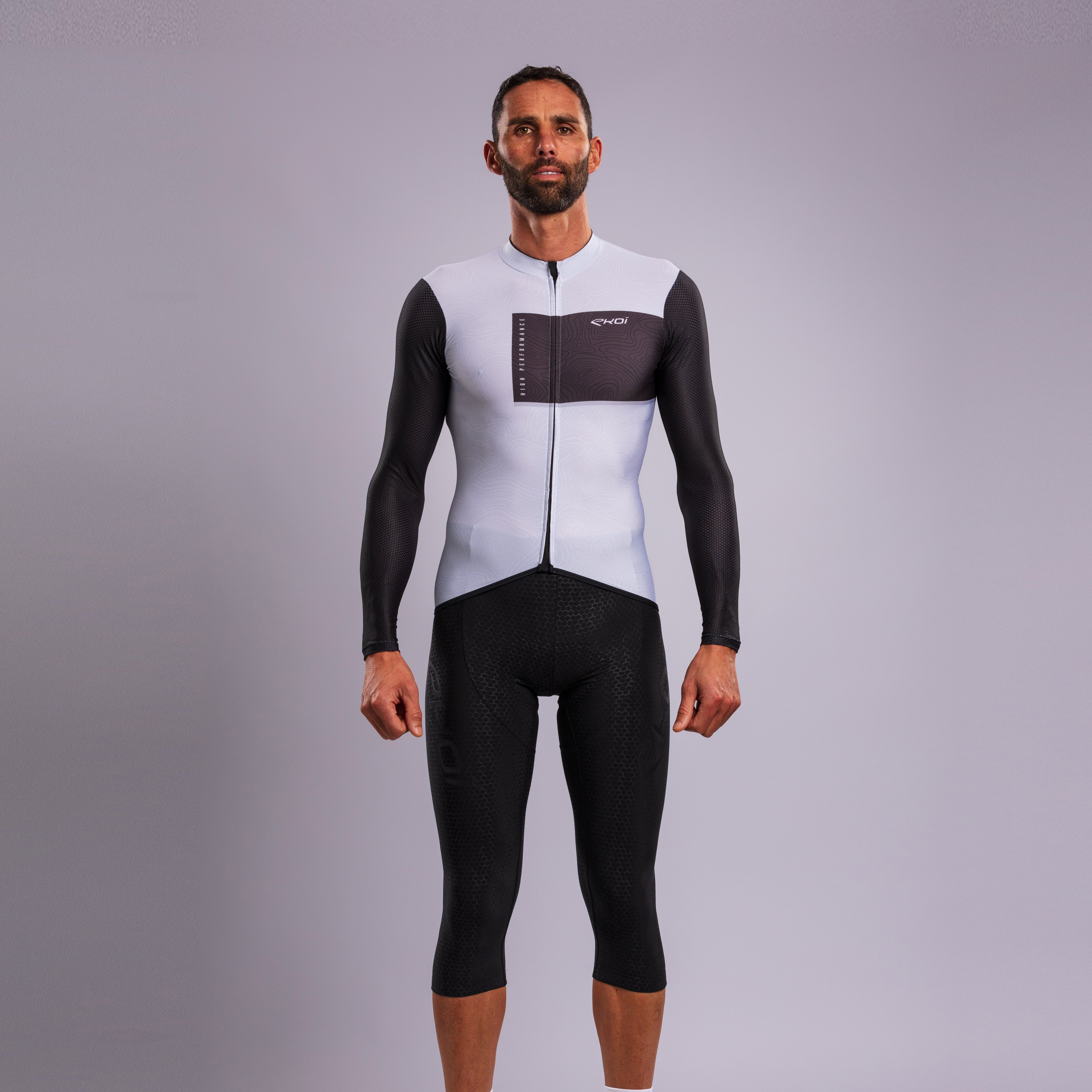 EKOI ROAD Mid-Season Jacket Grey and HEXA 3D GEL Bib Knickers Black Combo