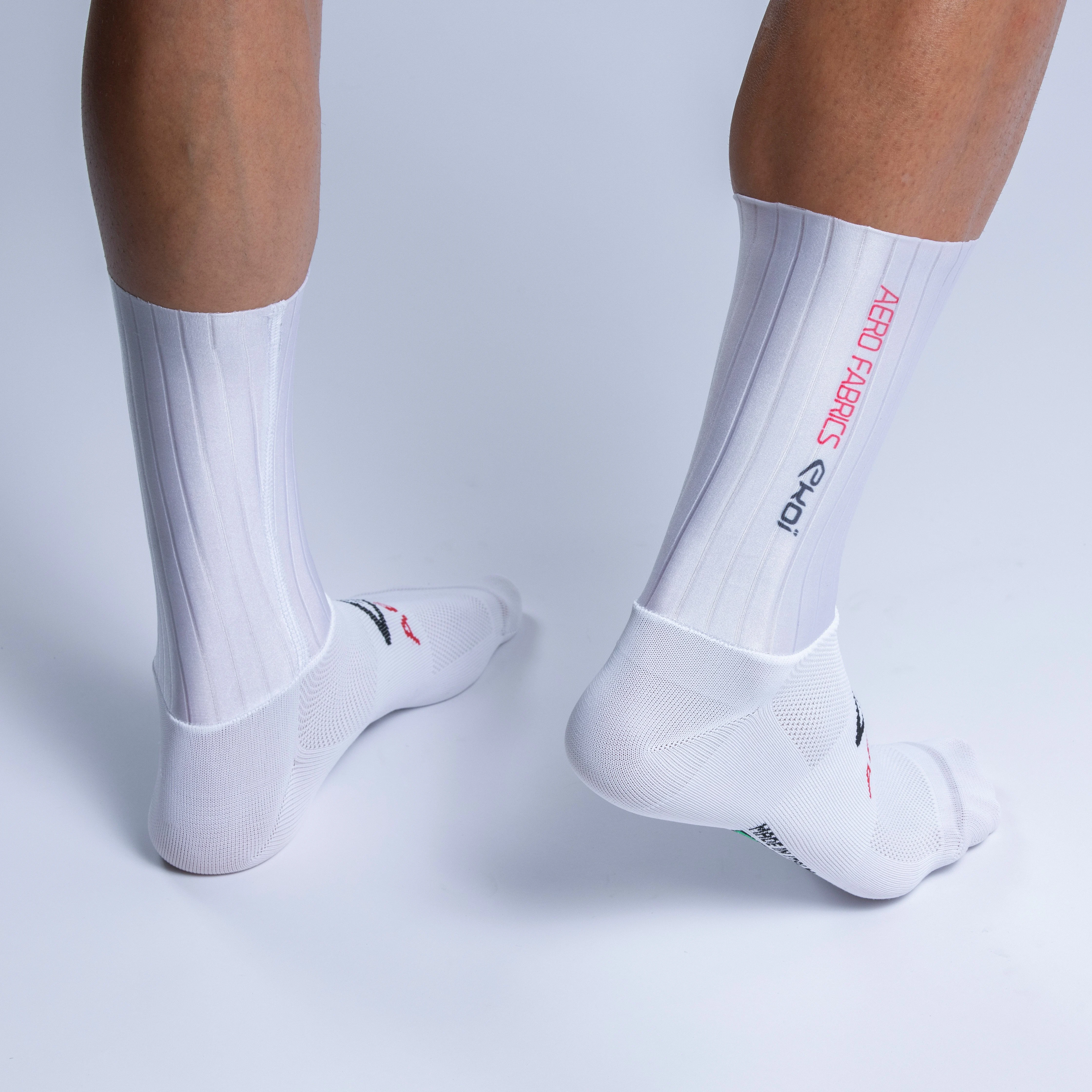 Racing Aero Fabrics white cycling socks