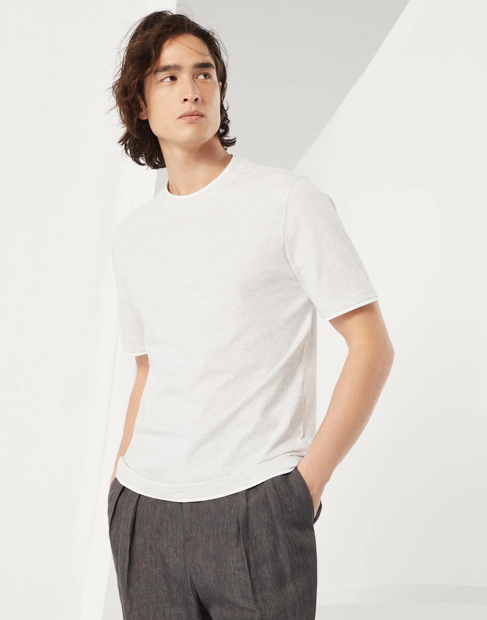 T-shirt with faux-layering