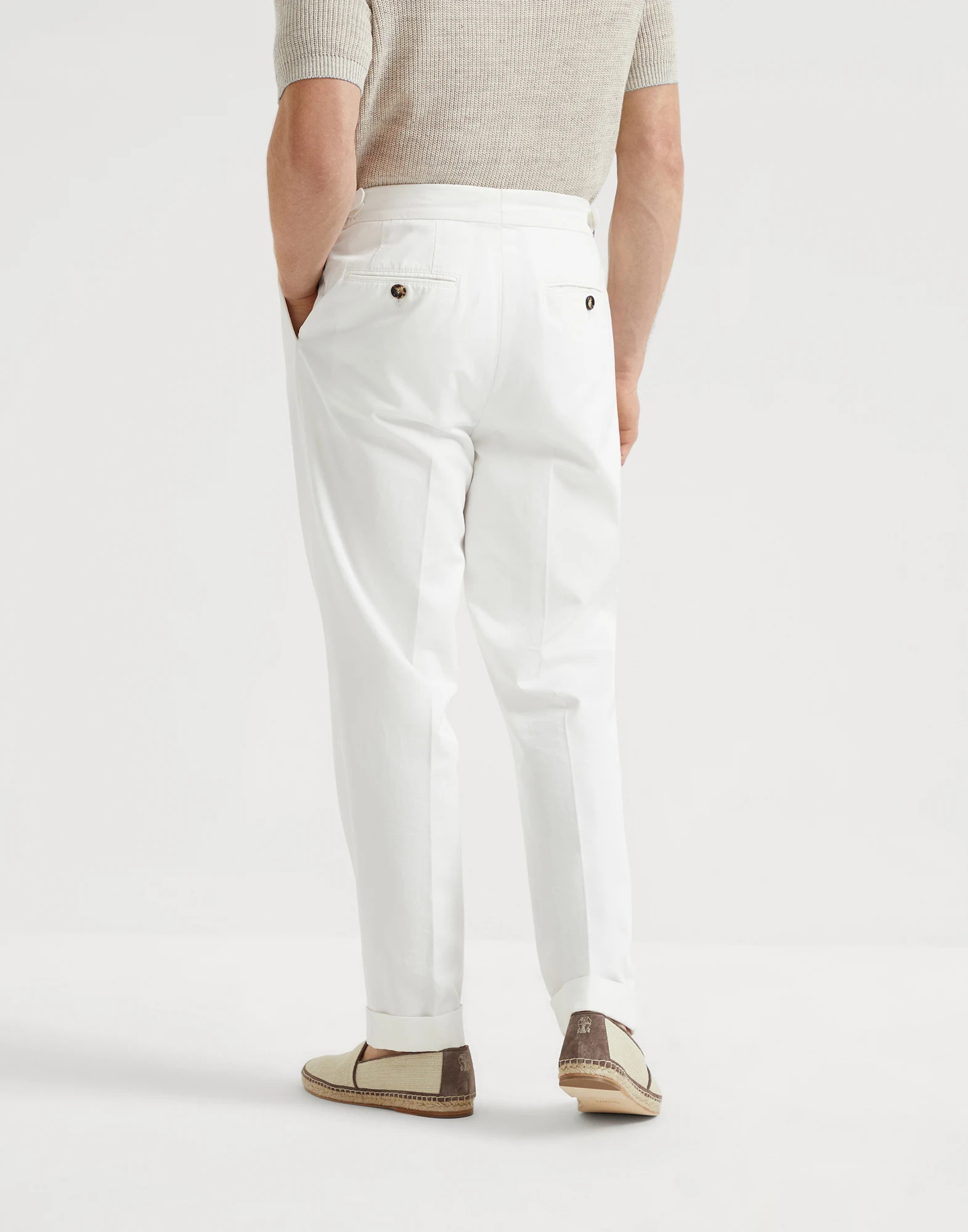 Gabardine garment dyed trousers