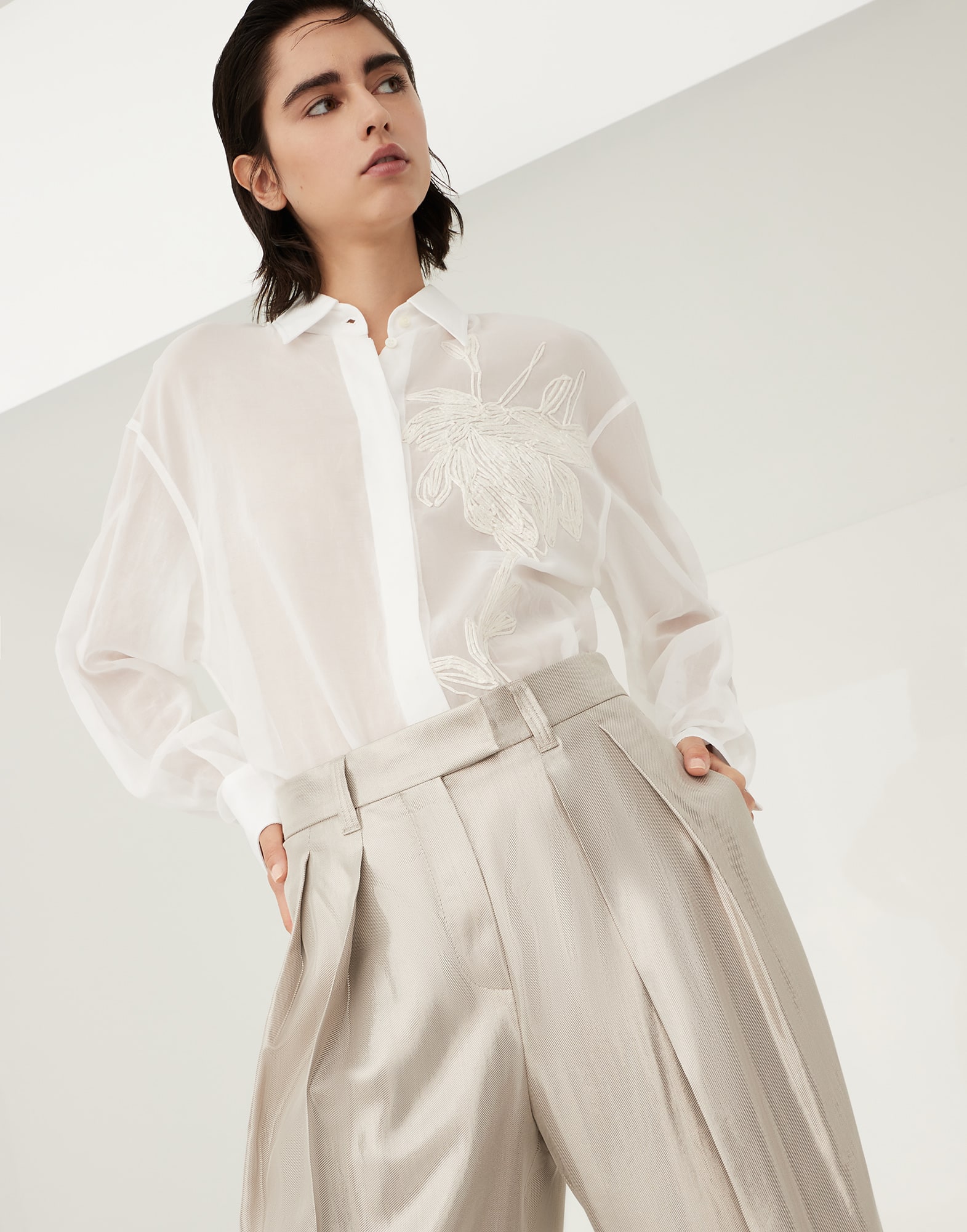 Sparkling gabardine sartorial wide trousers
