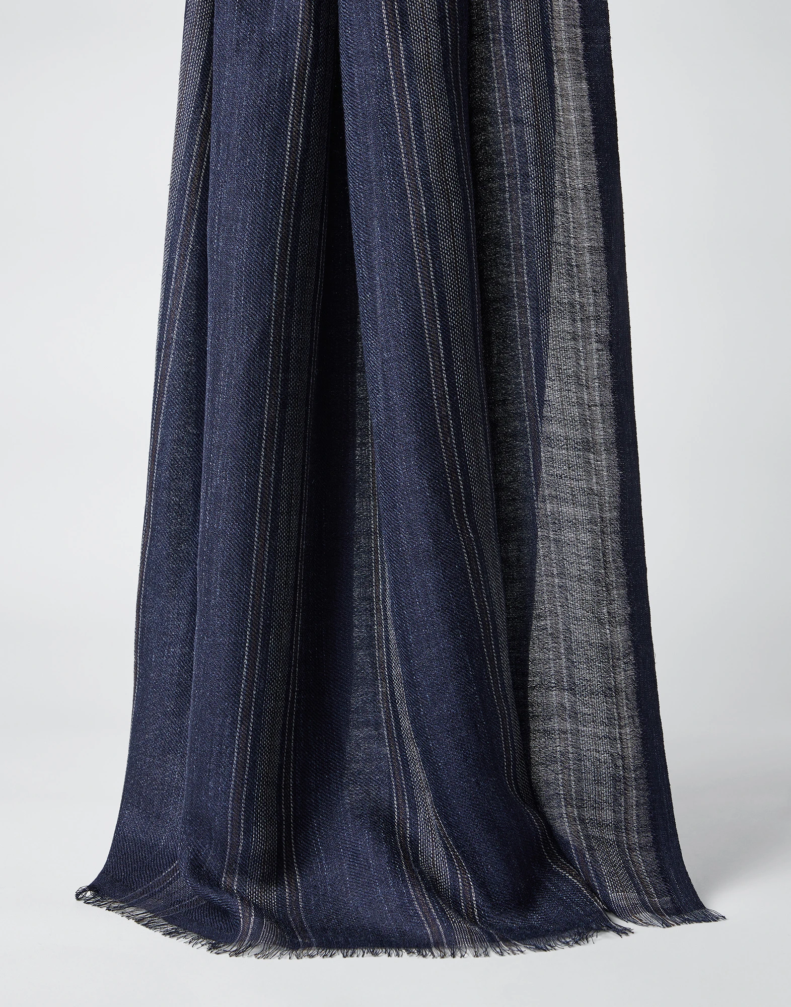 Silk and linen chevron scarf with stripes