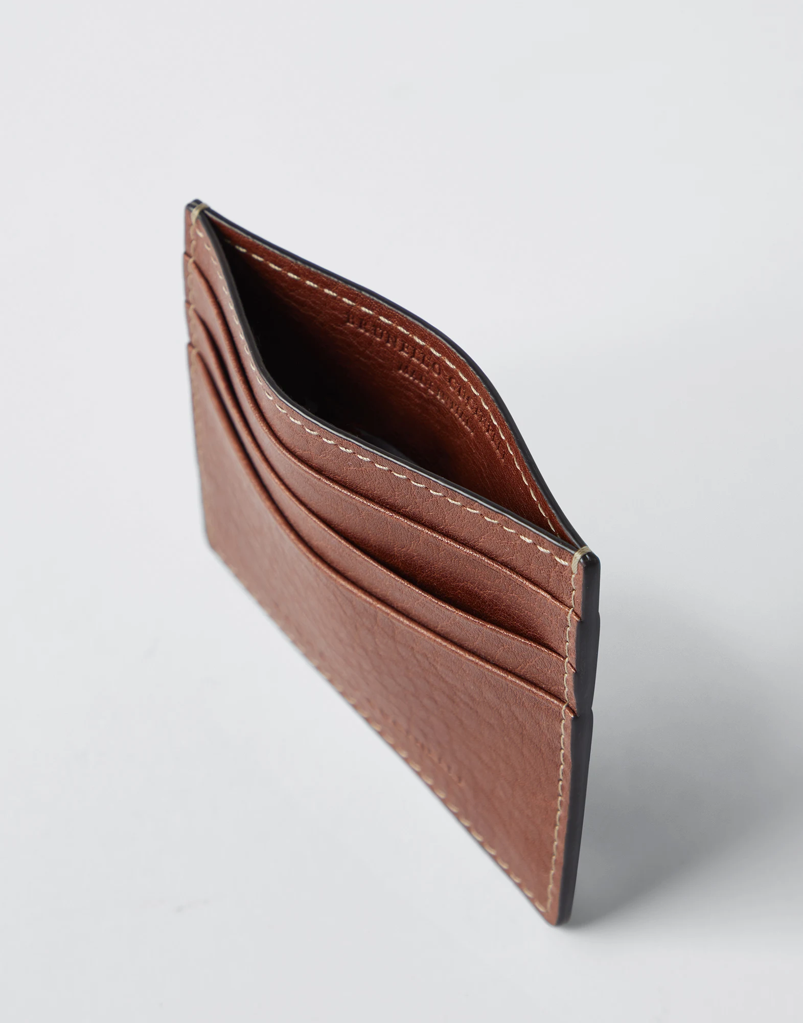 Grained calfskin mini card case